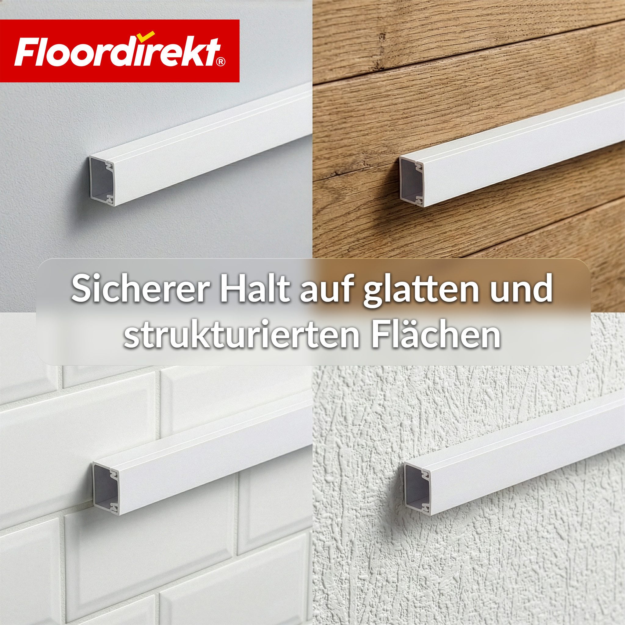Floordirekt Kabelkanal Oskar selbstklebend 10 x 1 m, Kabelleiste Weiß für TV Wand (Kabelführung ideal im Wohnzimmer und Büro, Kabelabdeckung für Homeoffice Schr – Bild 5 von 5