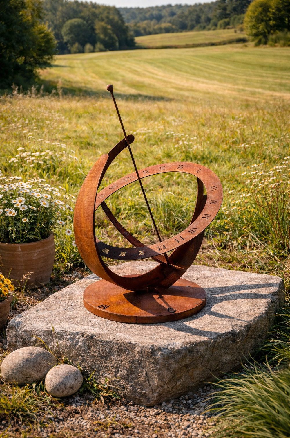 BADEKO Sonnenuhr Garten-Sonnenuhr Schönblick aus Edelrost in Cortenstahl-Optik, Sonnenuhr Schönblick