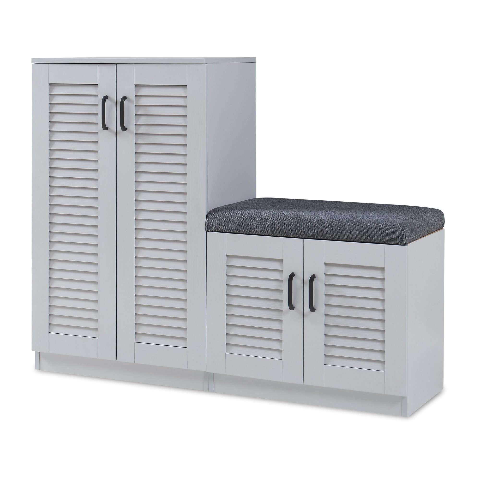 en.casa Schuhschrank »Løten« 120 x 36 x 97 cm mit Sitzbank Grau
