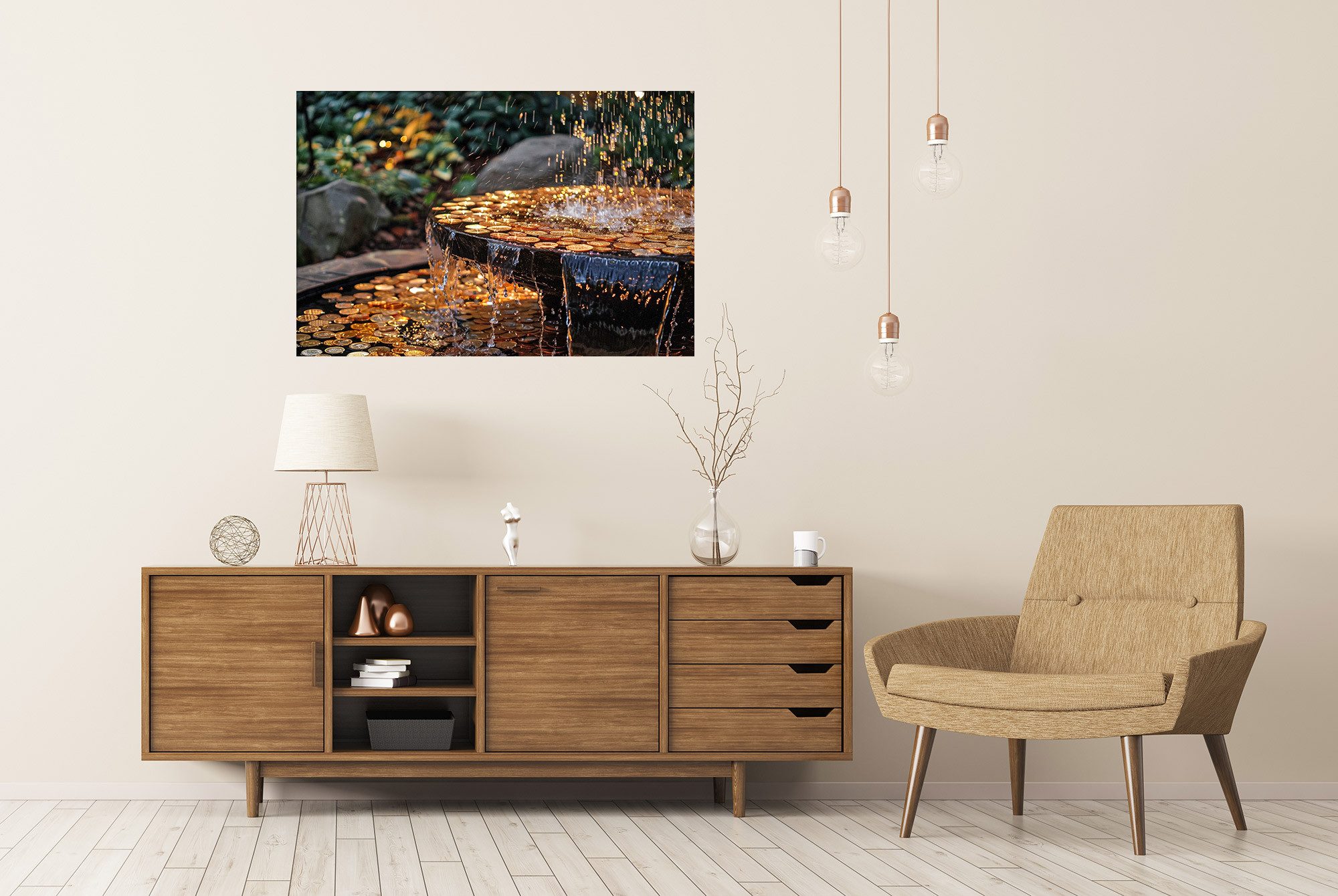 islandburner Poster Unglaubliches Wandbild: Goldmünzenregen über einem Park günstig online kaufen