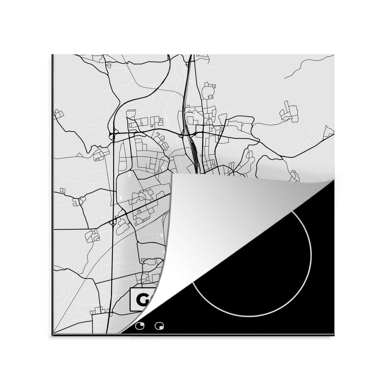 MuchoWow Herdblende-/Abdeckplatte Karte - Stadtplan - Deutschland - Göttingen - Karte, Vinyl, (1 tlg), 78x78 cm, Ceranfeldabdeckung, Arbeitsplatte für küche