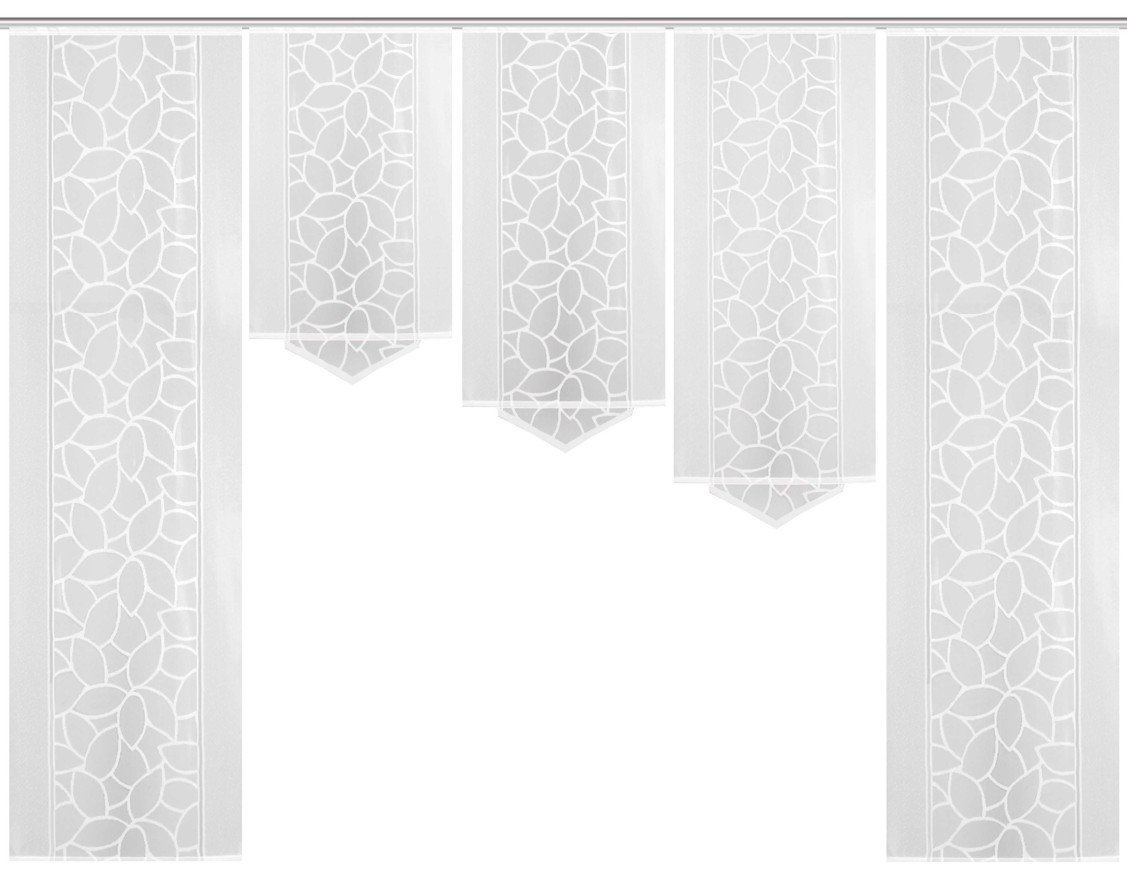 HOME WOHNIDEEN Schiebegardine JENNA (5 St), Klettband, halbtransparent, Schiebevorhang Jacquard Set