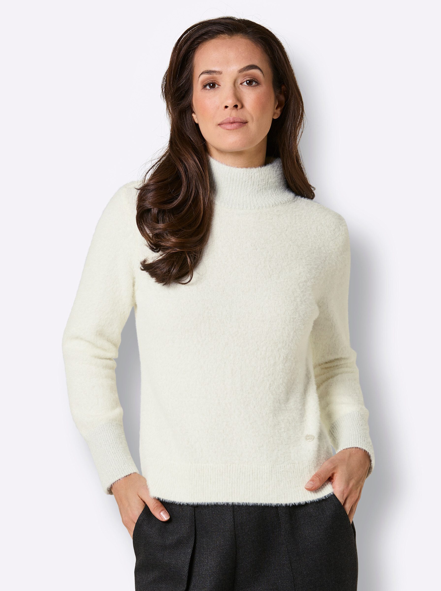 Strickpullover Lyocell-Mix-Pullover Langarm Jersey