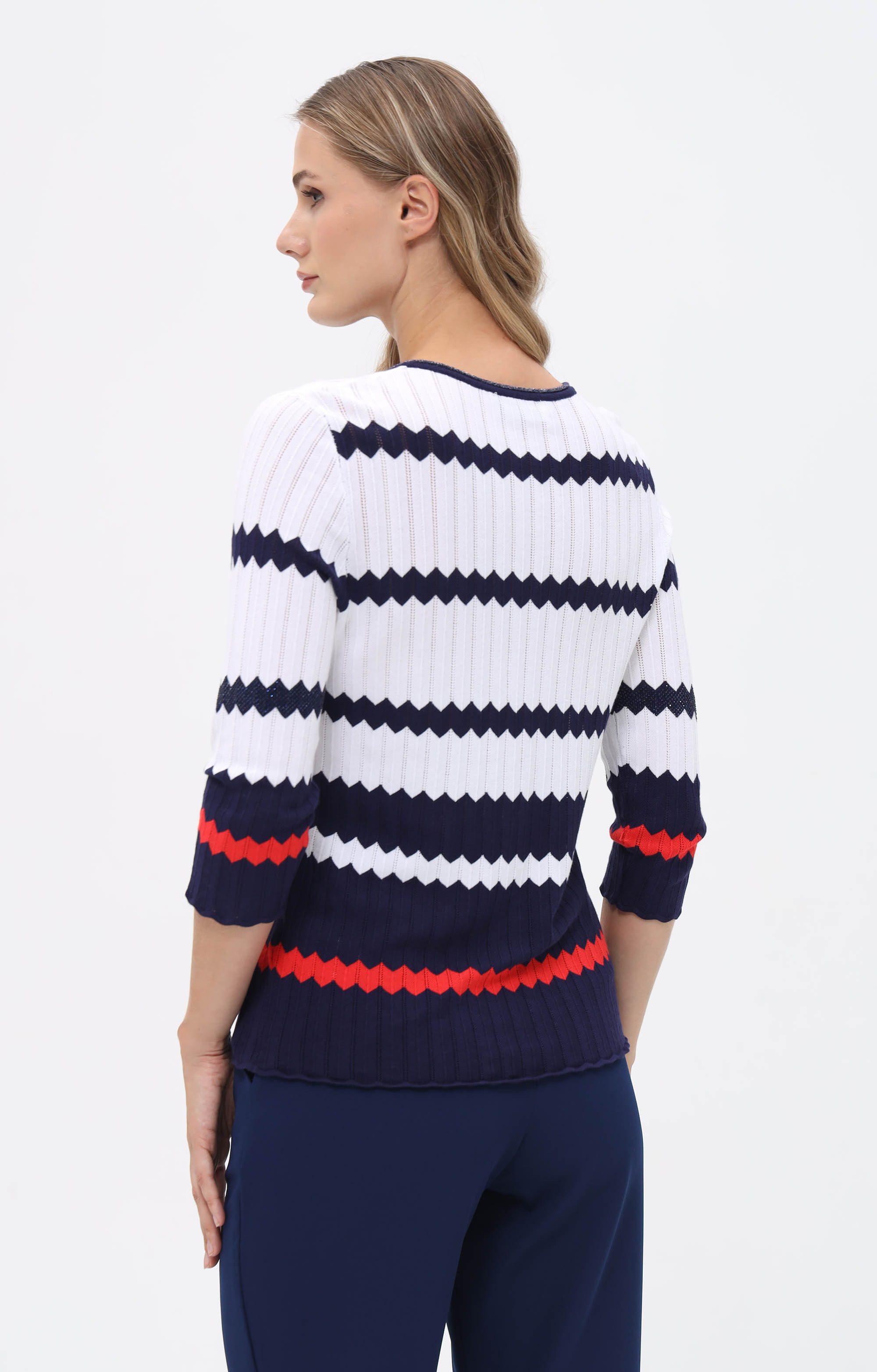 Passioni Strickpullover mit Zick-Zack-Streifen-Design günstig online kaufen