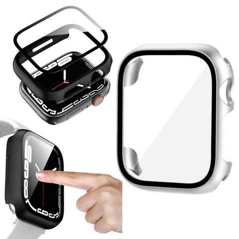 Wigento Smartwatch-Hülle Für Apple Watch Series 9 8 7 45mm / 6 SE 5 4 44mm 2 in 1 Hülle + Glas