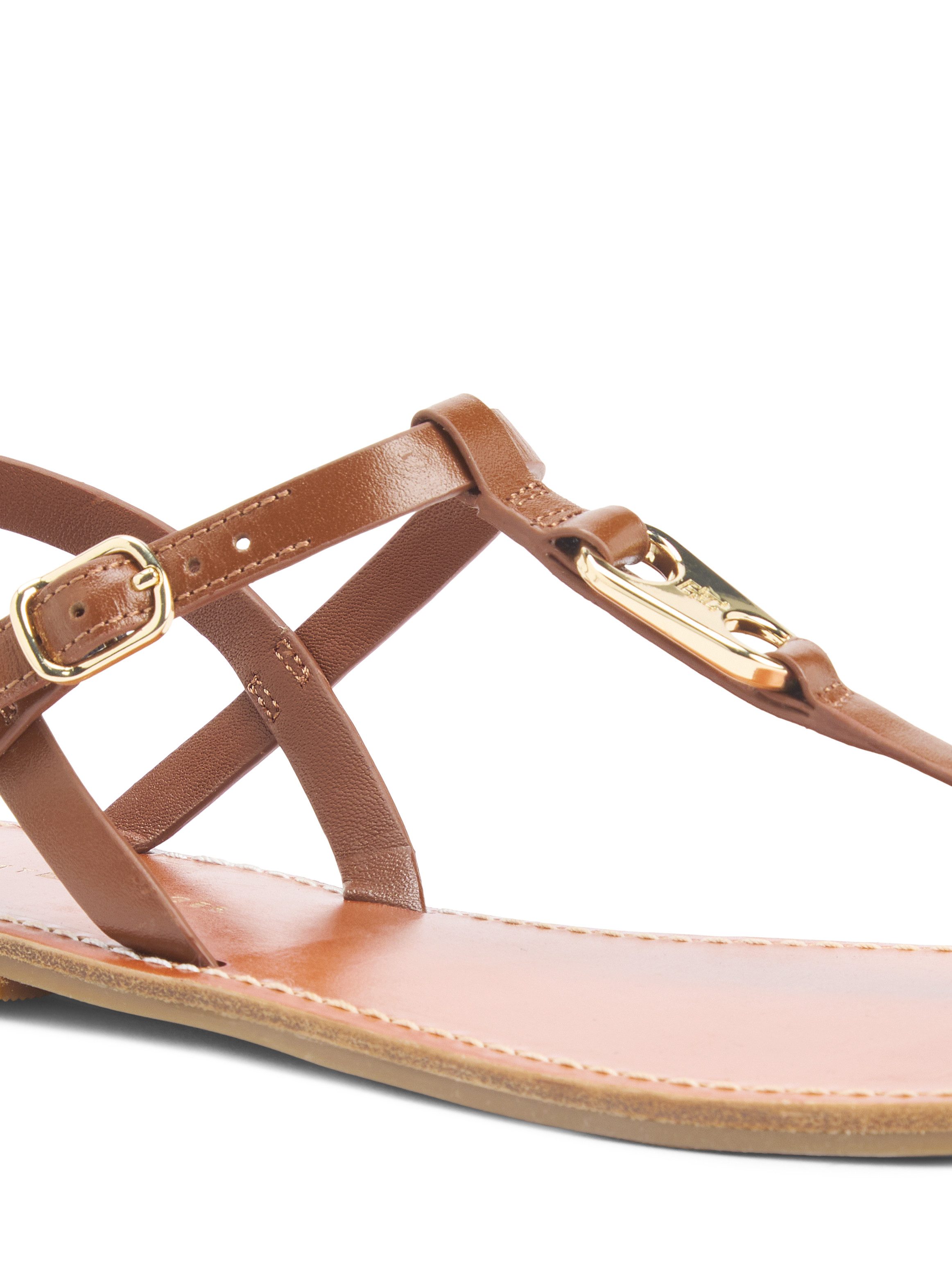 Tommy Hilfiger LEATHER THONG SANDAL Riemchensandale Sommerschuh, Sandalette mit Schmucklogo