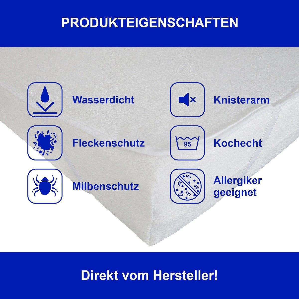 Matratzenauflage Matratzenschutz wasserdicht mit Eckgummi DUKAL, 80x190 cm, günstig online kaufen