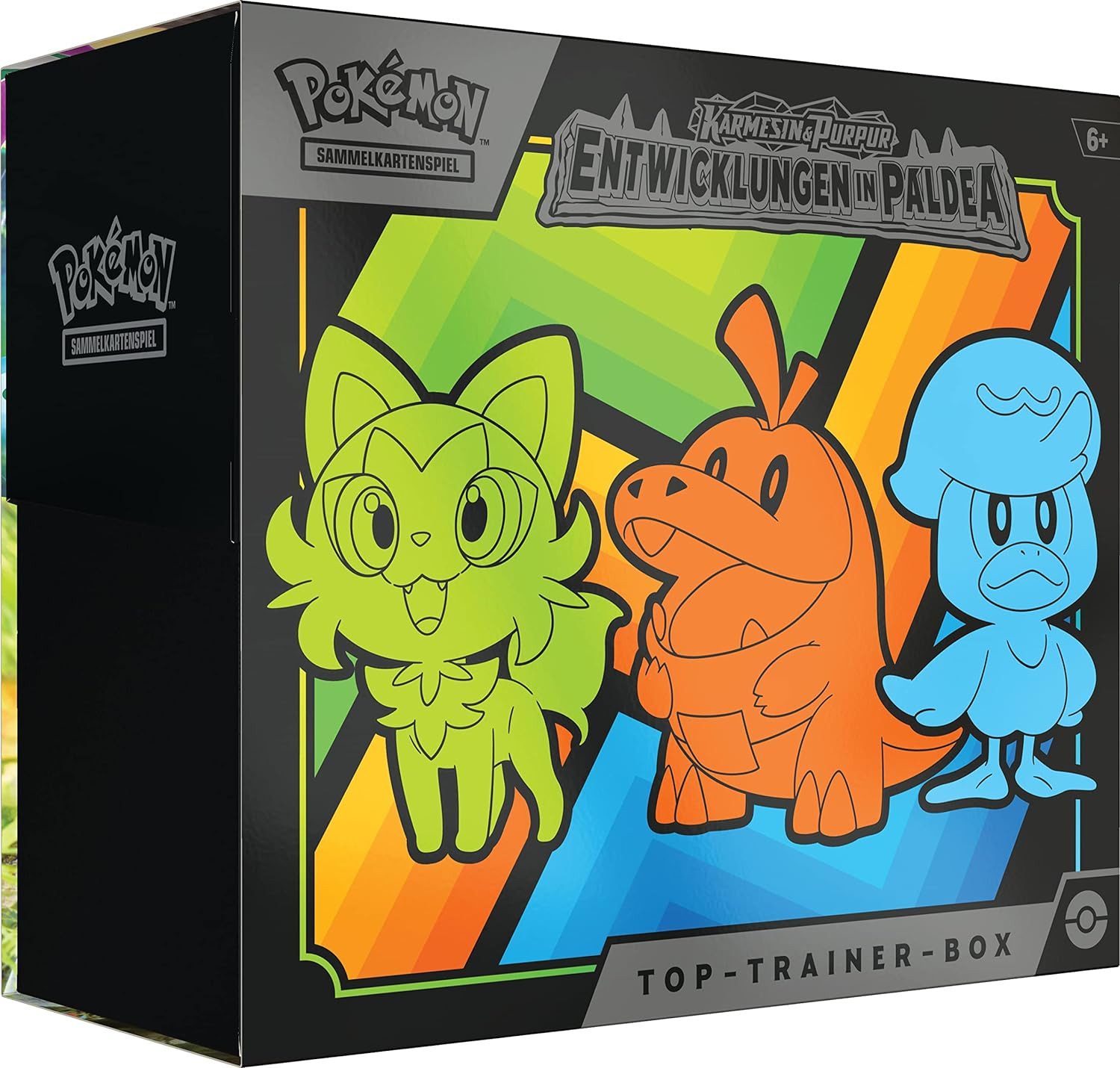POKÉMON Sammelkarte Karmesin & Purpur Entwicklungen in Paldea Top Trainer Box Deutsch, Inkl. 9 Boosterpacks