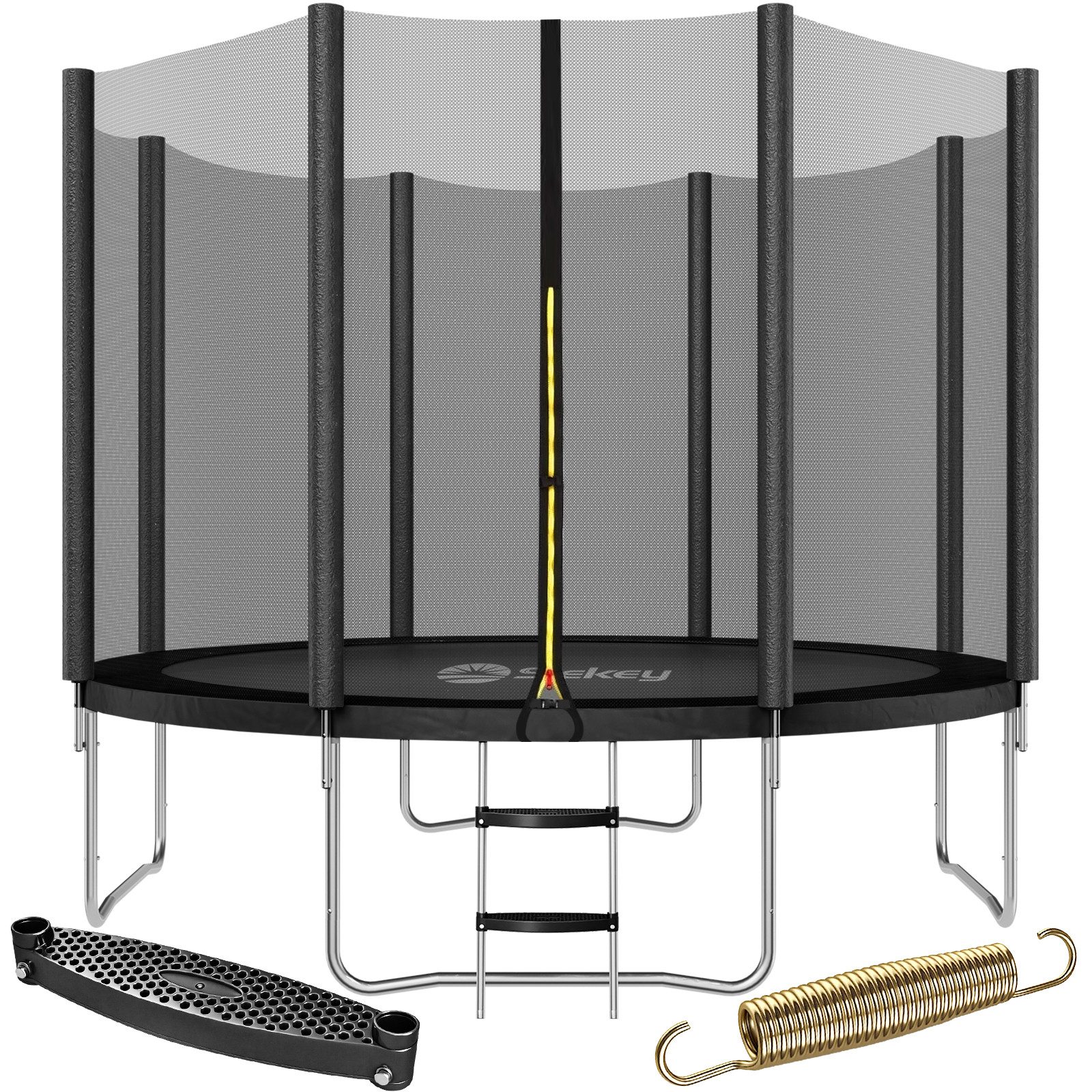Sekey Gartentrampolin Gartentrampolin mit Leiter Kindertrampolin Ø305/366, Gewicht 150kg, Ø 366 cm, Komplett-Set mit Sicherheitsnetz und Leiter, 360° Schutzgitter