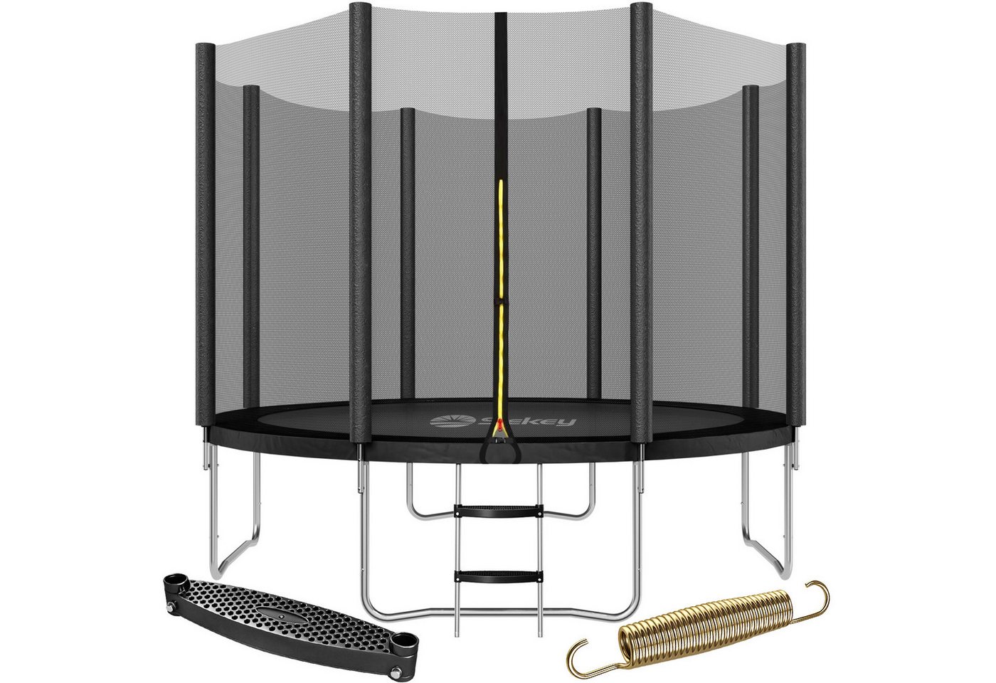 Sekey Gartentrampolin Gartentrampolin mit Leiter Kindertrampolin Ø305/366, Gewicht 150kg, Ø 366 cm, Komplett-Set mit Sicherheitsnetz und Leiter, 360° Schutzgitter