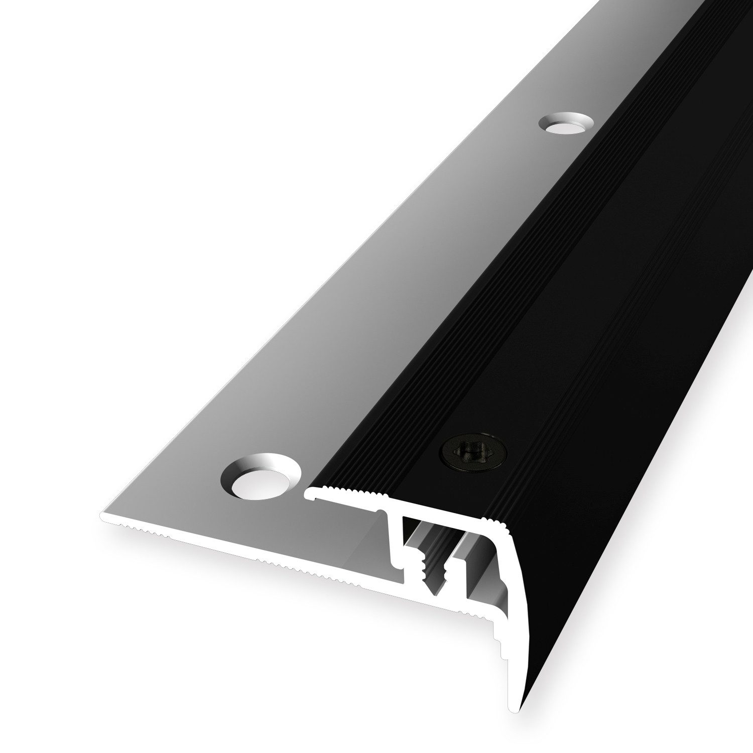 Küberit Treppenkantenprofil 21 x 21.5 x 2700 mm Winkelprofil Schwarz Gebohrt Aluminium