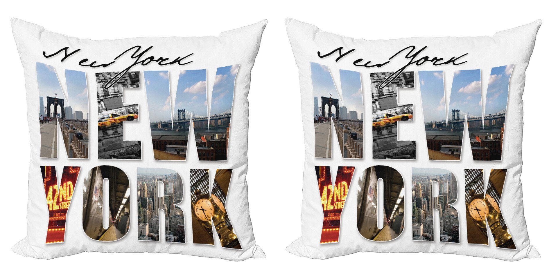 Modern (2 York Vereinigte New Staaten Stück), Abakuhaus Digitaldruck, Doppelseitiger Kissenbezüge Collage Accent