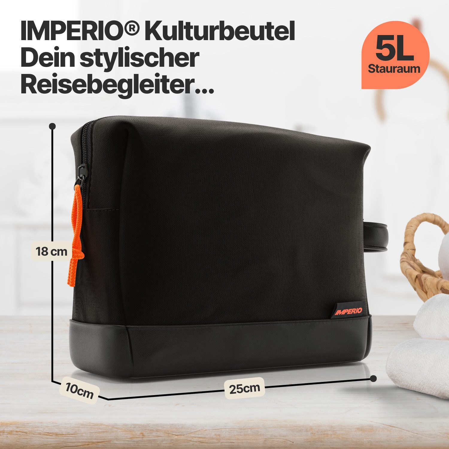 IMPERIO Kulturbeutel Stylischer Reisebegleiter mit elastischen günstig online kaufen