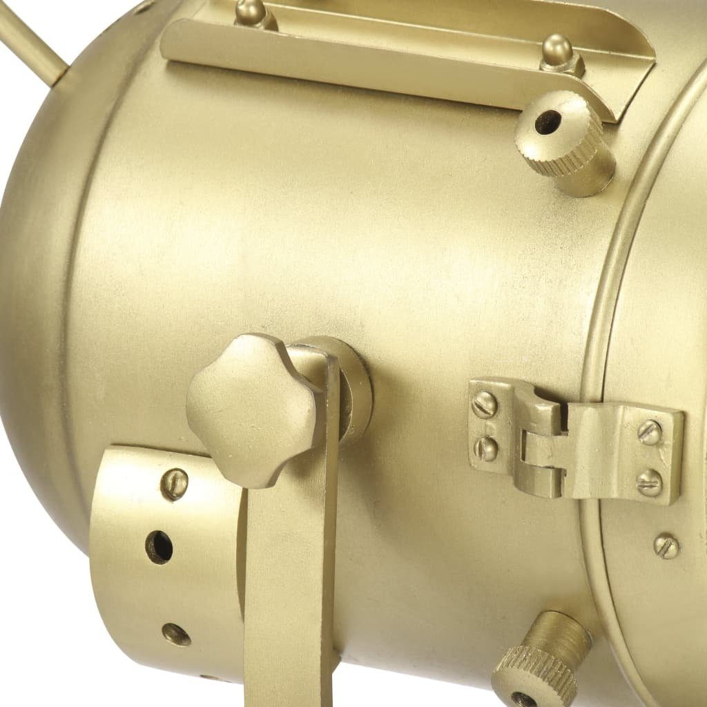 vidaXL Stehlampe aus Massives Mangoholz, Stahl, Aluminium in Dunkles Holz und Messing