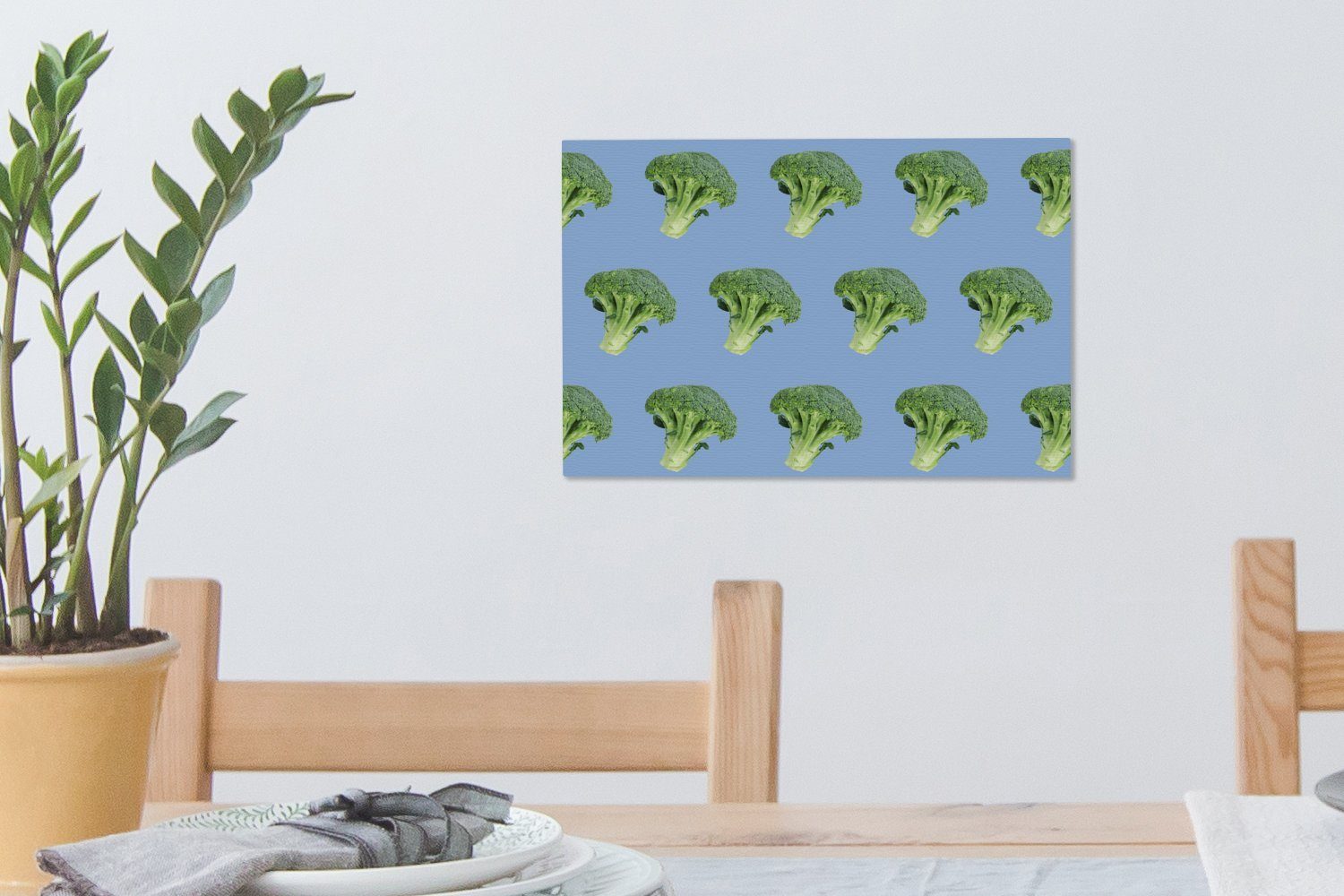 cm Wandbild Aufhängefertig, (1 - - Leinwandbild OneMillionCanvasses® Blau Gemüse Muster Lila, St), Leinwandbilder, - Wanddeko, 30x20