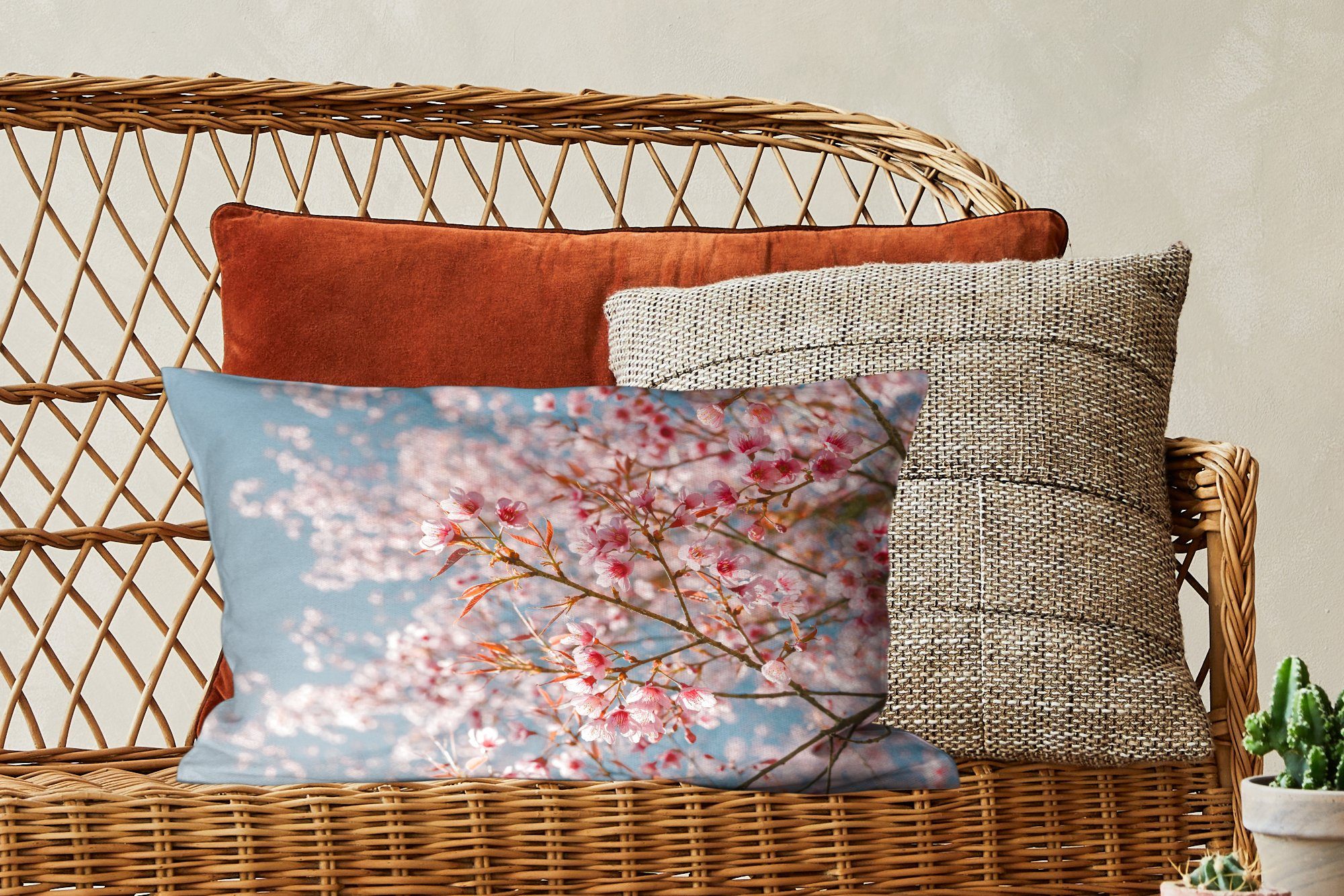 MuchoWow Sakura Wohzimmer Zierkissen, Schlafzimmer mit Dekokissen Frühling Dekokissen Dekoration, Füllung, Zweige, - -