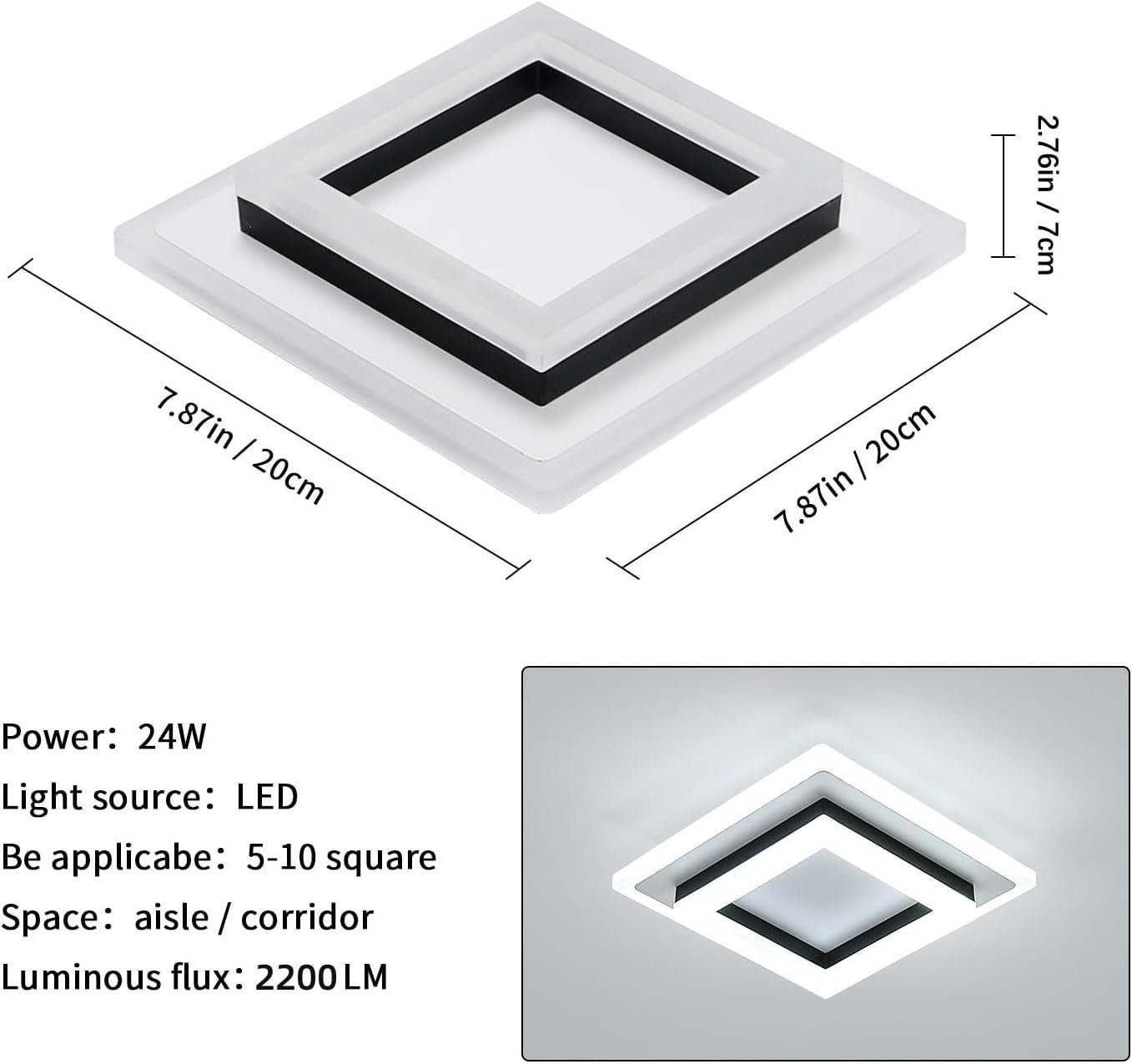 Deckenlampe 24W LED Deckenlampe,Geometrie Deckenleuchte Kaltesweiß Deckenleuchte,6500K DOPWii