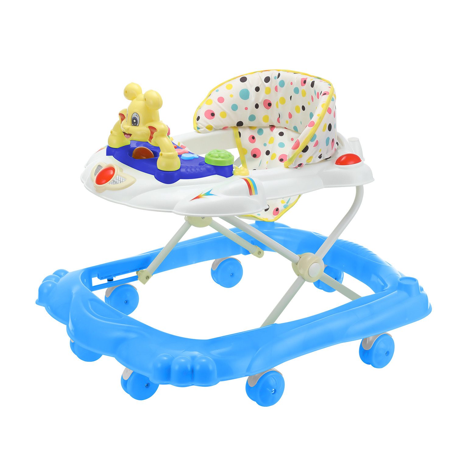 oyajia Babywalker Höhenverstellbarer Baby Gehfrei Lauflernwagen mit Spielcenter, Lauflernhilfe mit Musik und Licht, Spiel-und Esstisch