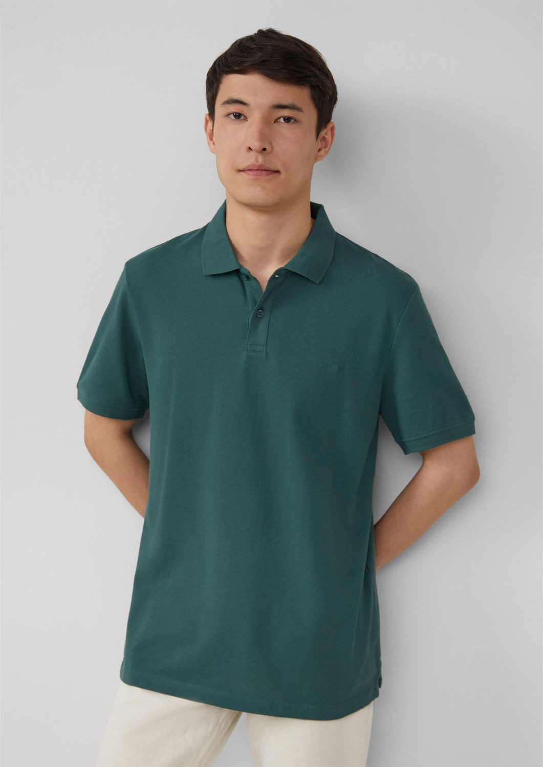 s.Oliver Kurzarmshirt Poloshirt aus Baumwollpiqué Logo günstig online kaufen