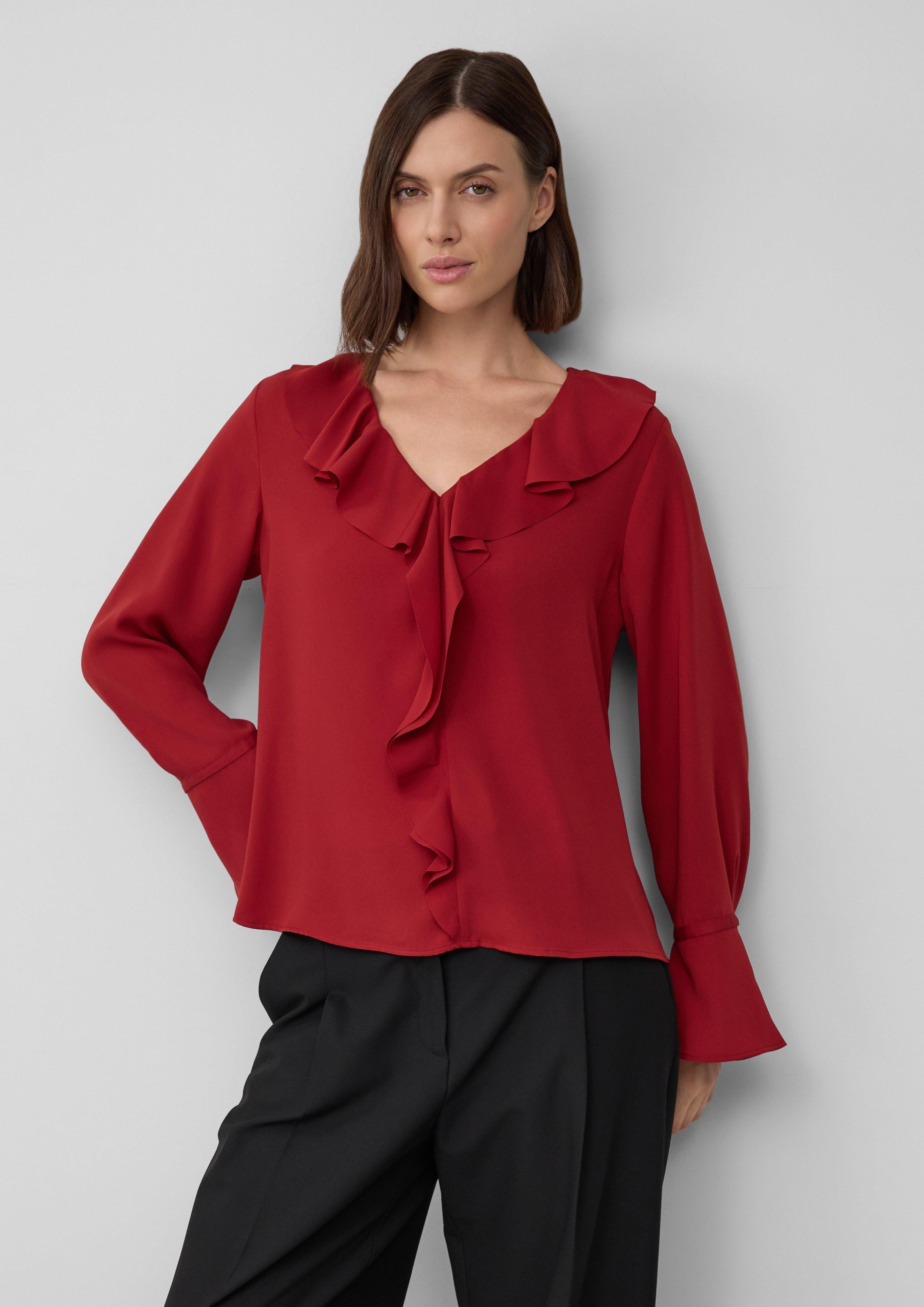 s.Oliver BLACK LABEL Langarmbluse Volant-Bluse mit günstig online kaufen
