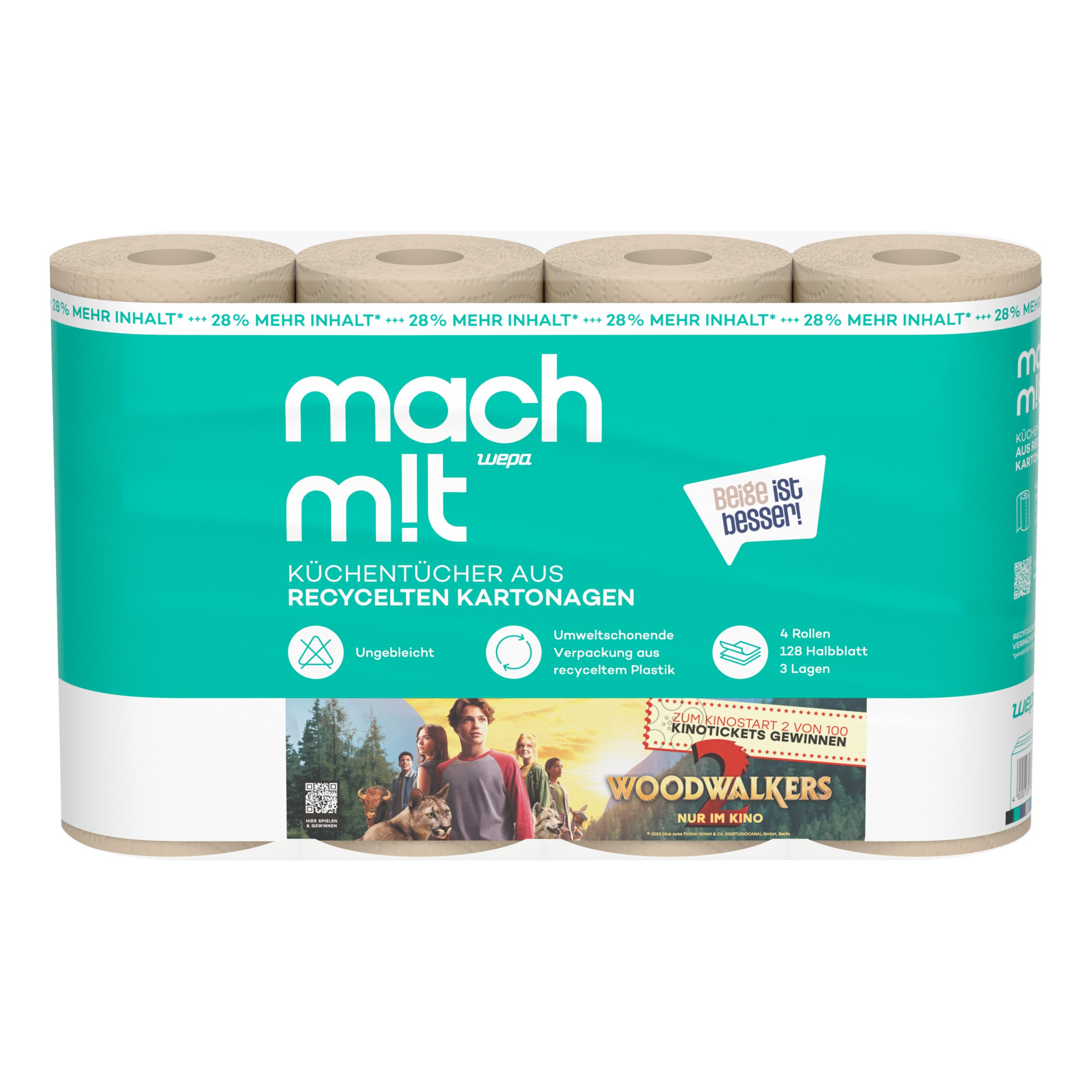 mach m!t Papierküchenrolle Woodwalker-Edition - 4 o. 32 Rollen - 3-lagig - 128 Blatt (32-St)