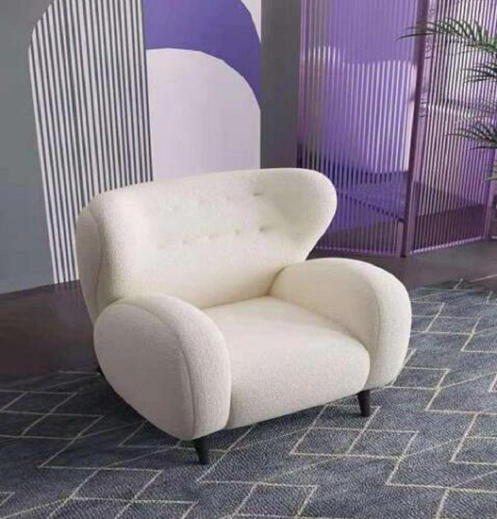 JVmoebel Sessel Stilvolle modern Sessel Weiß Sessel Fernseh Couch 1 Sitzer Sofa Textil (1-St., 1x Sessel), Made in Europa