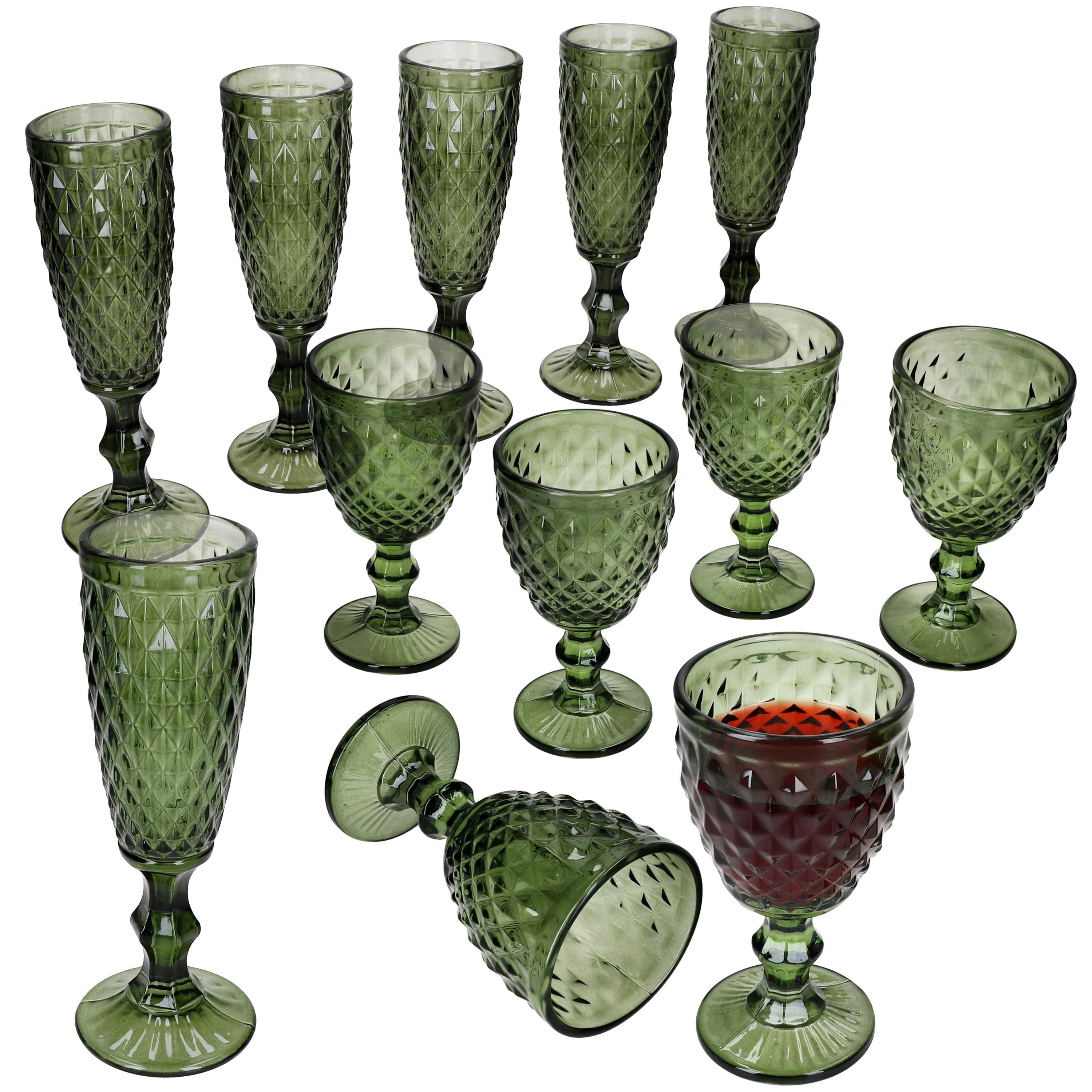 MamboCat Sektglas Diamond 12-tlg. Стекло-Set Бокалы Бокалы для шампанского Grün Weißwein, Glas