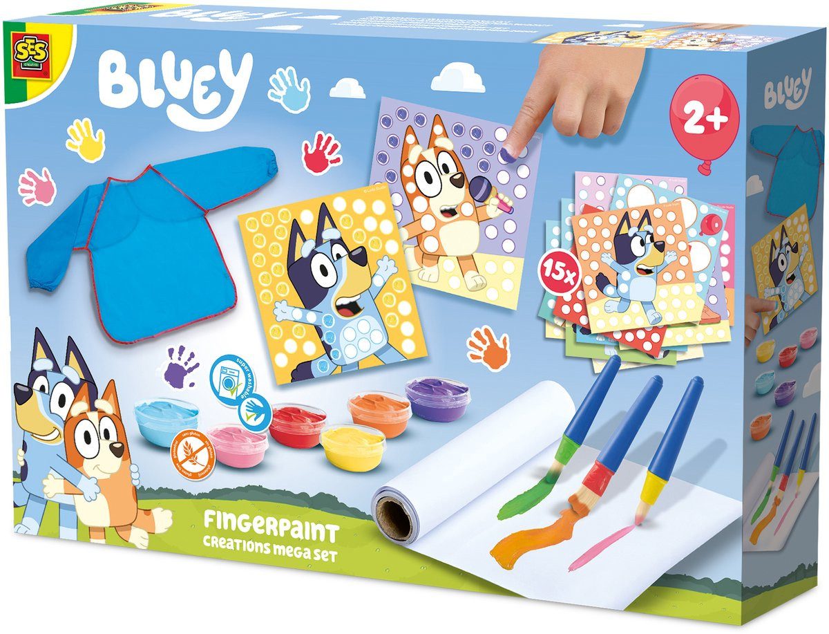 SES Creative Spiel Bluey Fingerfarben Mega-Set - Kreative Malfreude für Kinder