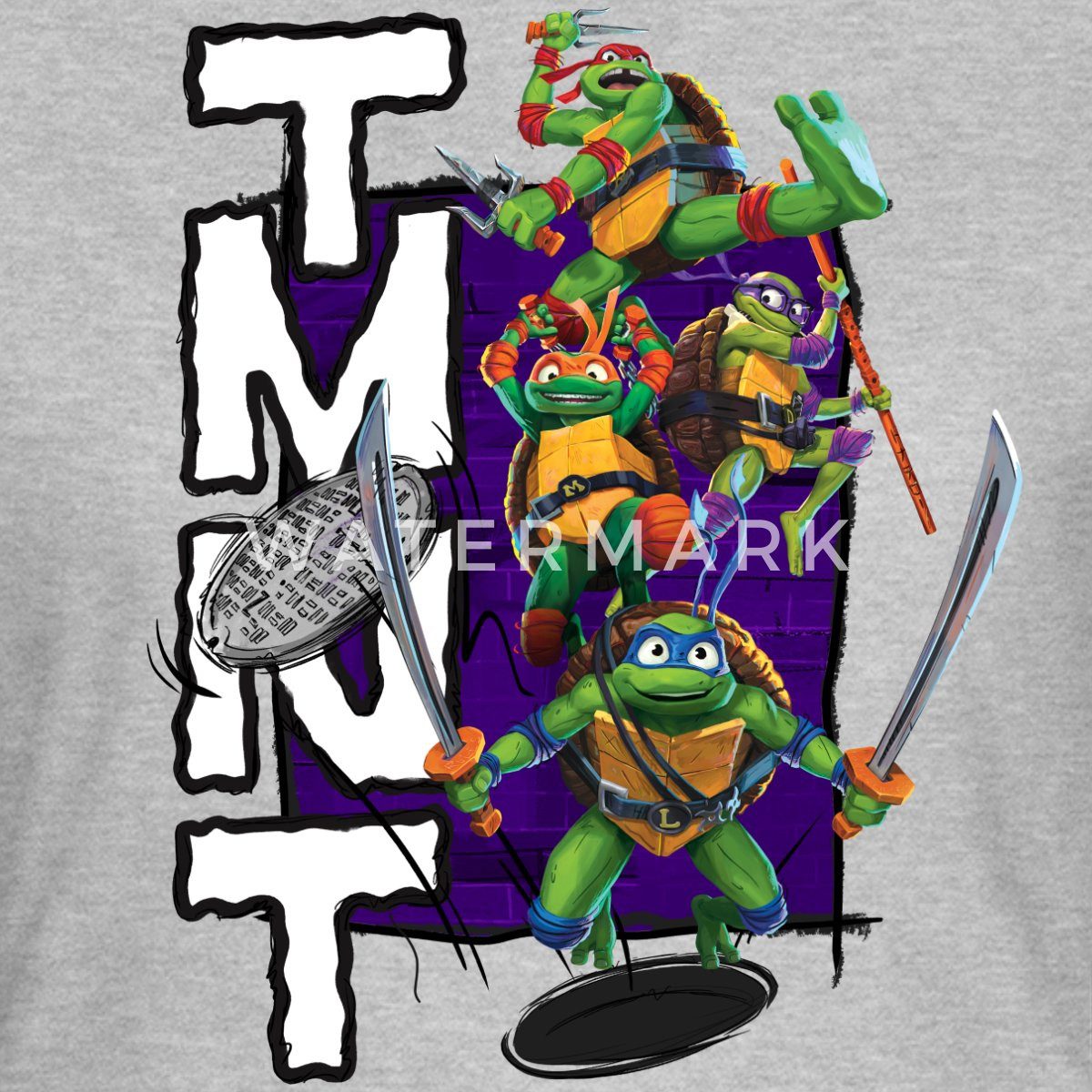 Spreadshirt T-Shirt TMNT Mutant Mayhem Donnie Mikey Leo Raph Frauen T-Shirt (1-tlg) Slim Fit, fällt klein aus