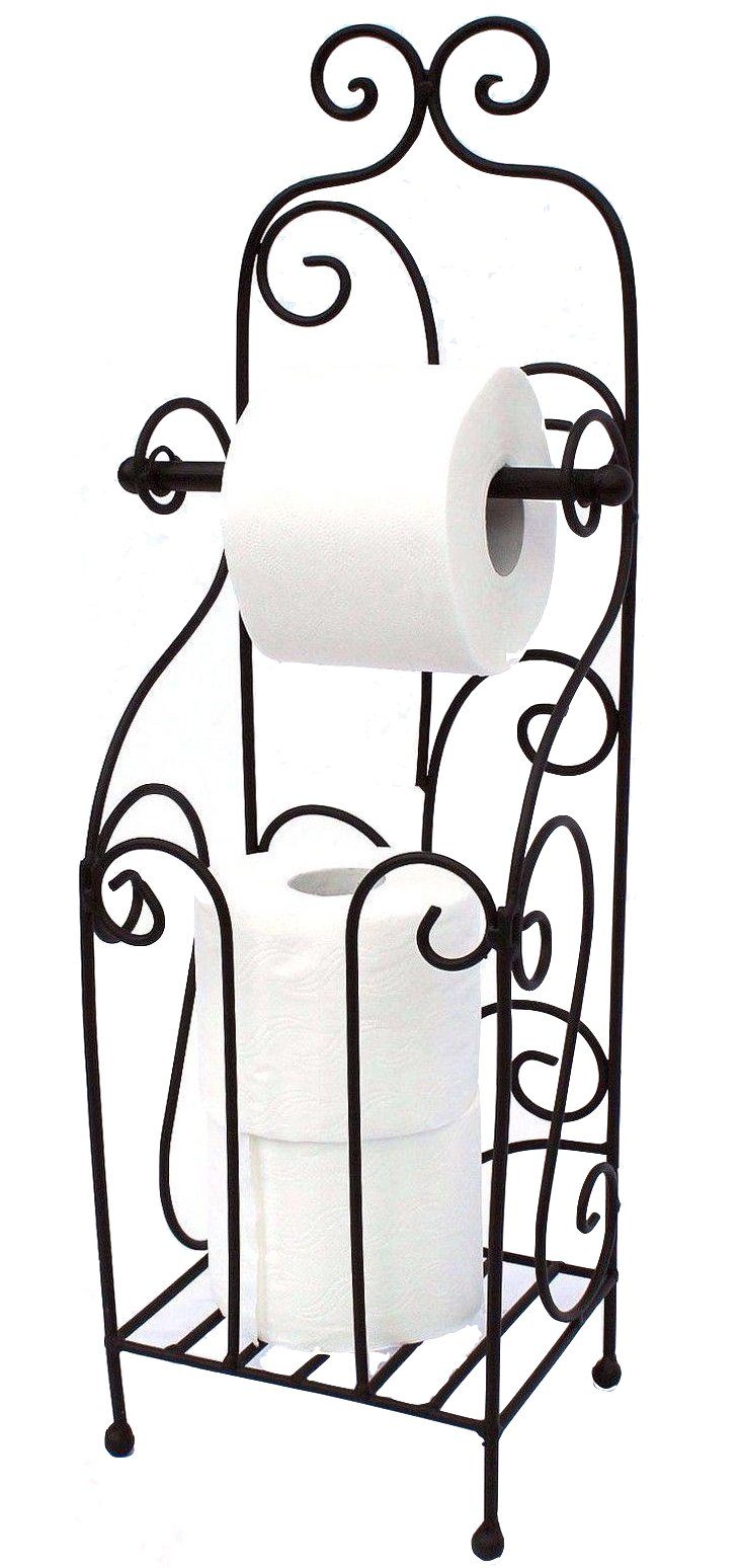 DanDiBo Toilettenpapierhalter Toilettenpapierhalter Antik Schwarz Metall  HX13608 WC Rollenhalter Freistehend Vintage WC Papierhalter