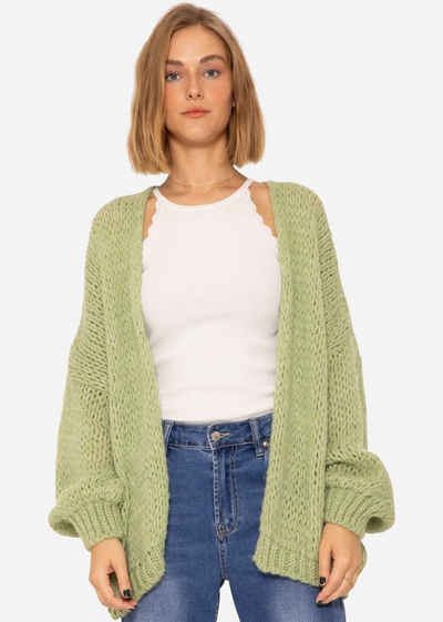 SASSYCLASSY Cardigan Oversize Strickjacke Damen aus weichem Grobstrick Lässiger Strick Cardigan, Made in Italy