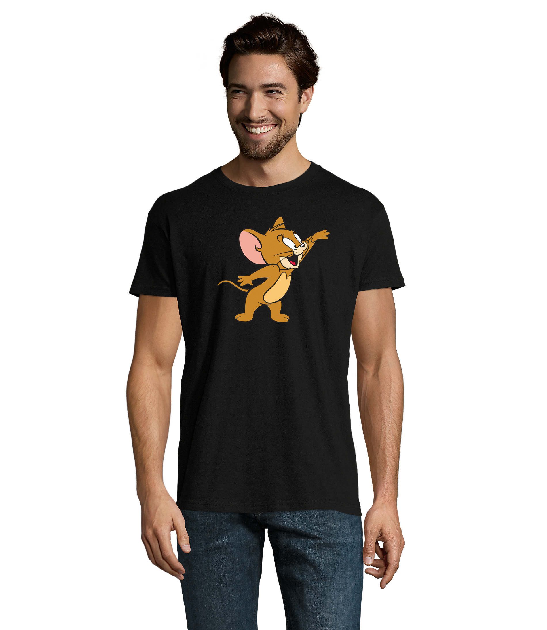 Blondie & Brownie T-Shirt Jerry Herren T Shirt Cartoon Maus Print Rundhals Freizeitmotiv (Einzelartikel) Jerry H Tee Dabbing Printmotiv