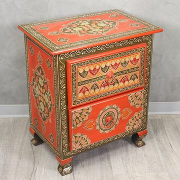 Oriental Galerie Mehrzweckschrank Kommode mit zwei Schubladen Indien Rot Bunt 52 cm