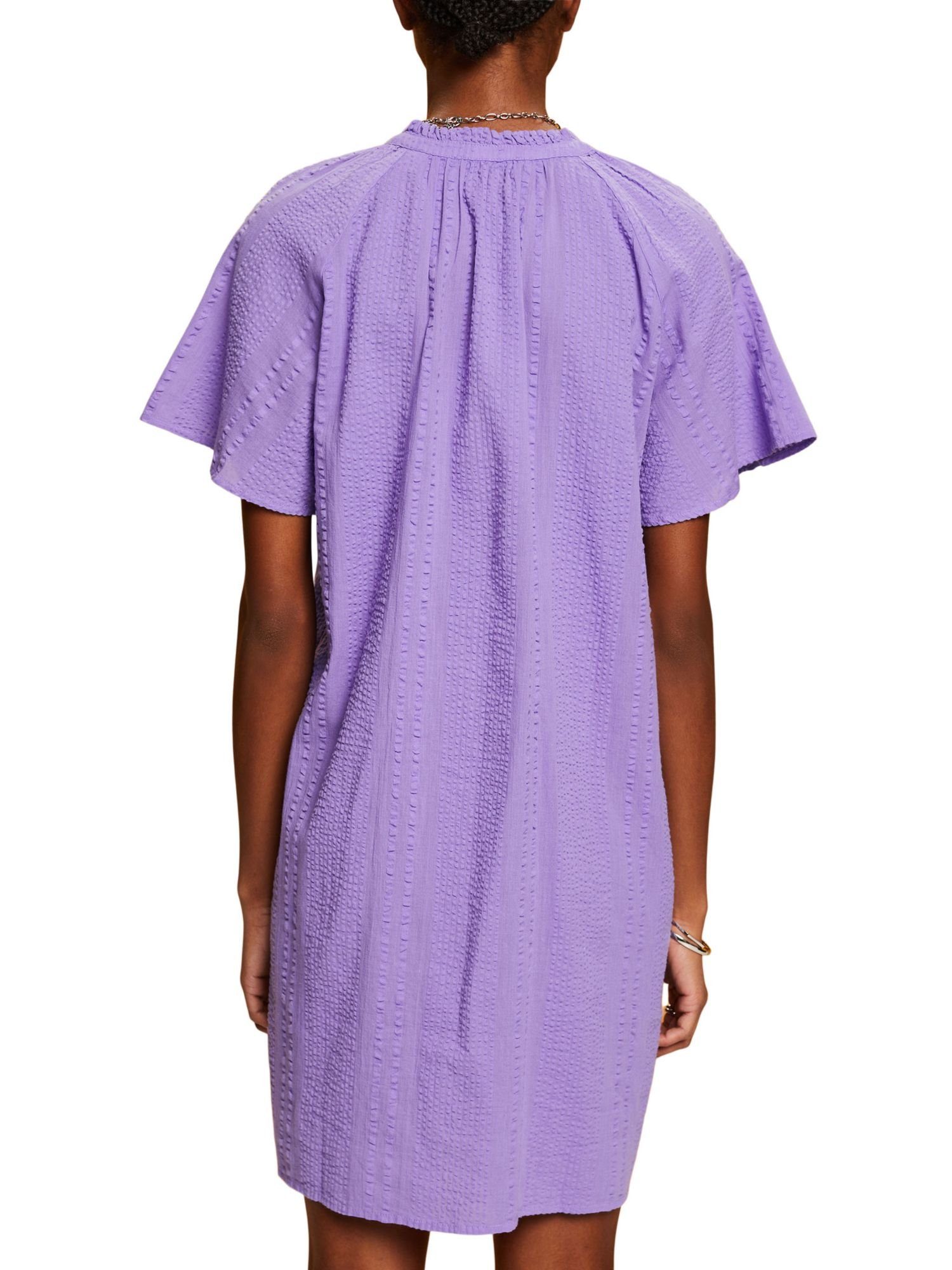 aus edc Baumwolle Esprit Minikleid by strukturierter PURPLE Kleid