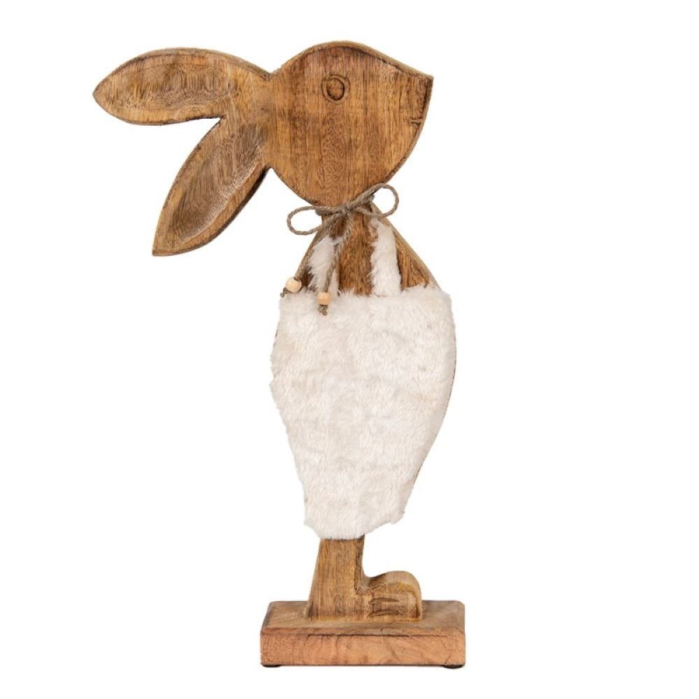 Clayre & Eef Osterhase Oster Hase Holz Fell Weiß 42 cm, Groß