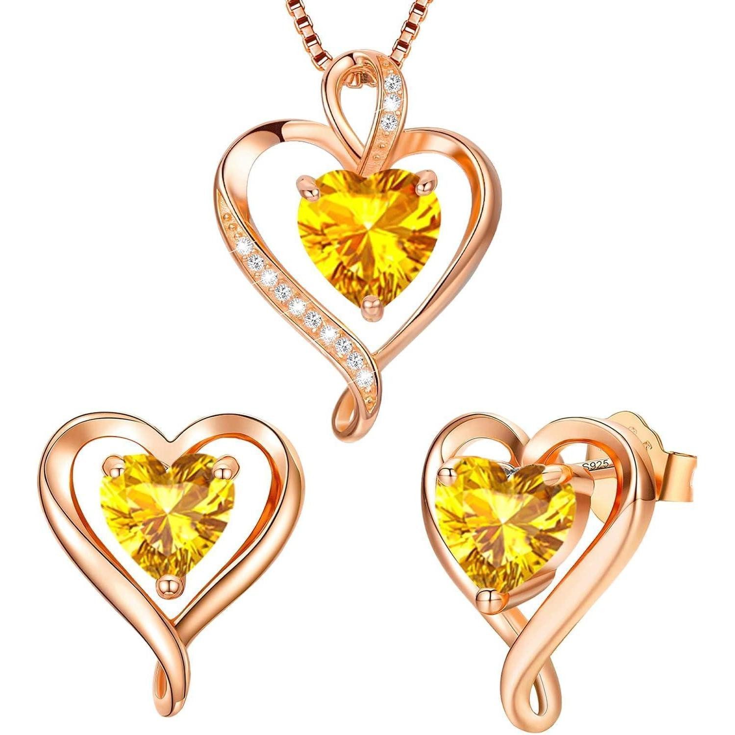 LuxusKollektion Ohrring und Ketten Set Schmuckset Halskette Ohrringe Silber Gold Rosé gold-11-November