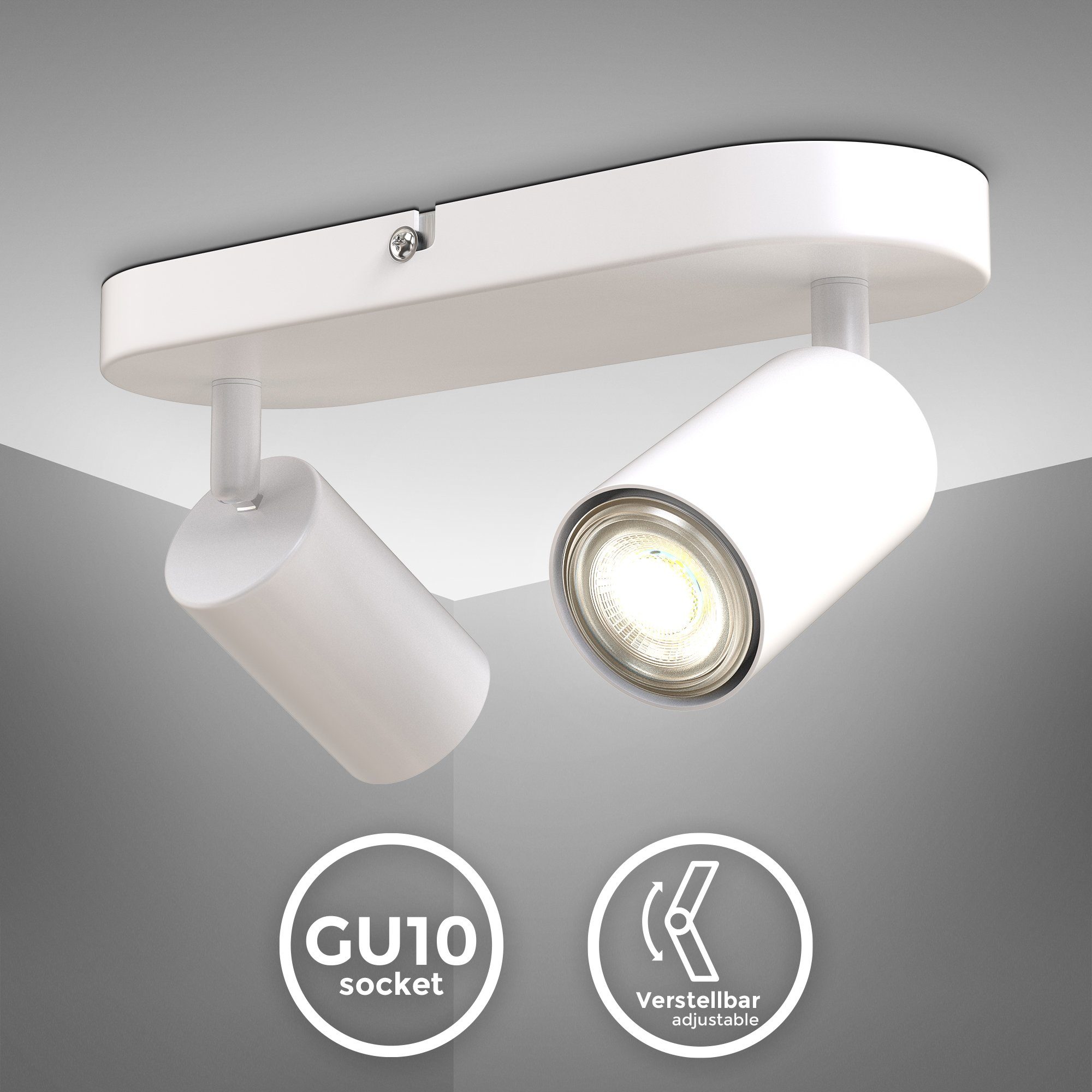 B.K.Licht Deckenspots, ohne Leuchtmittel, 2-flammige Spotlampe, schwenkbar, günstig online kaufen
