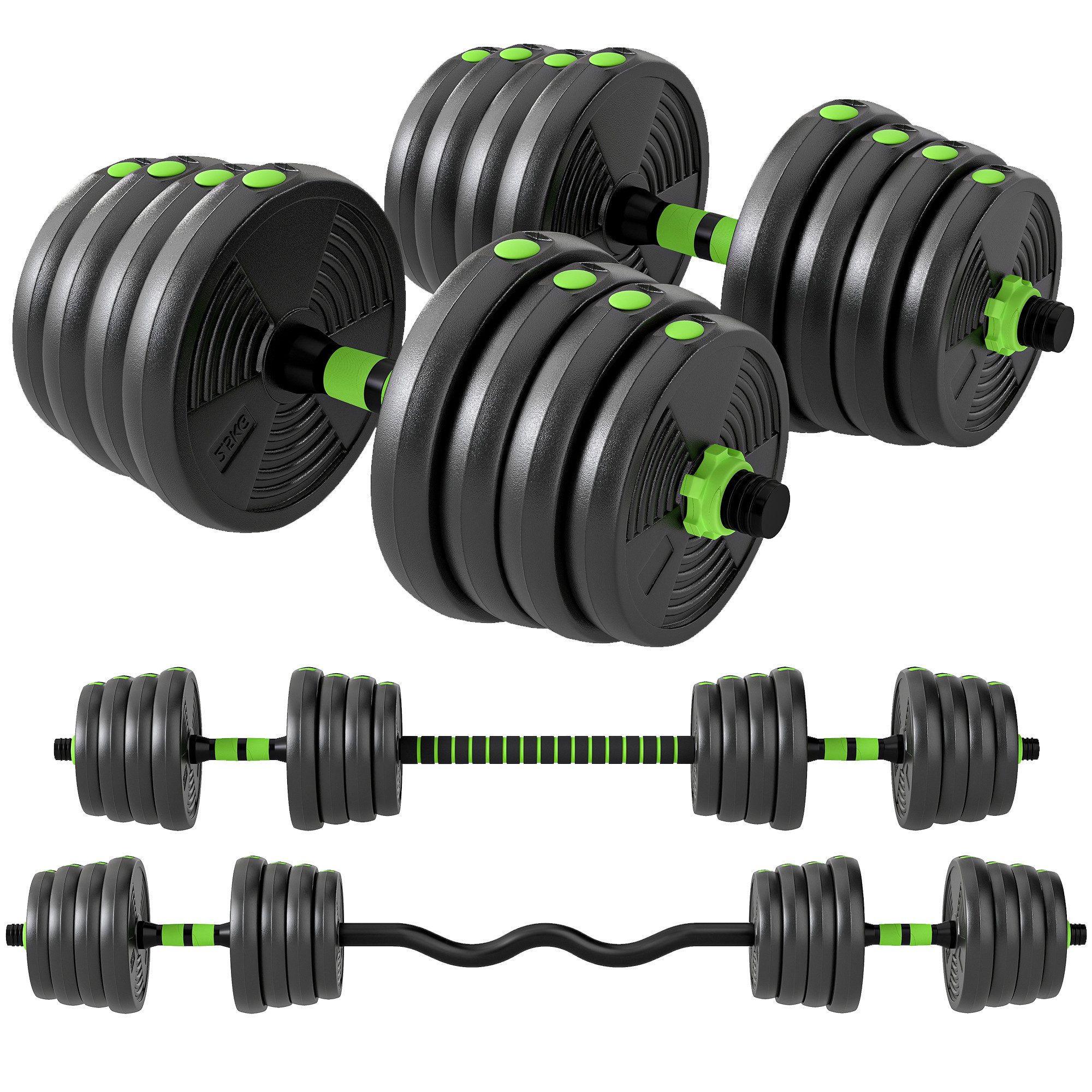 Kurzhantel Hantelset verstellbar 30 kg, Kurzhantel Set mit Langhanteln