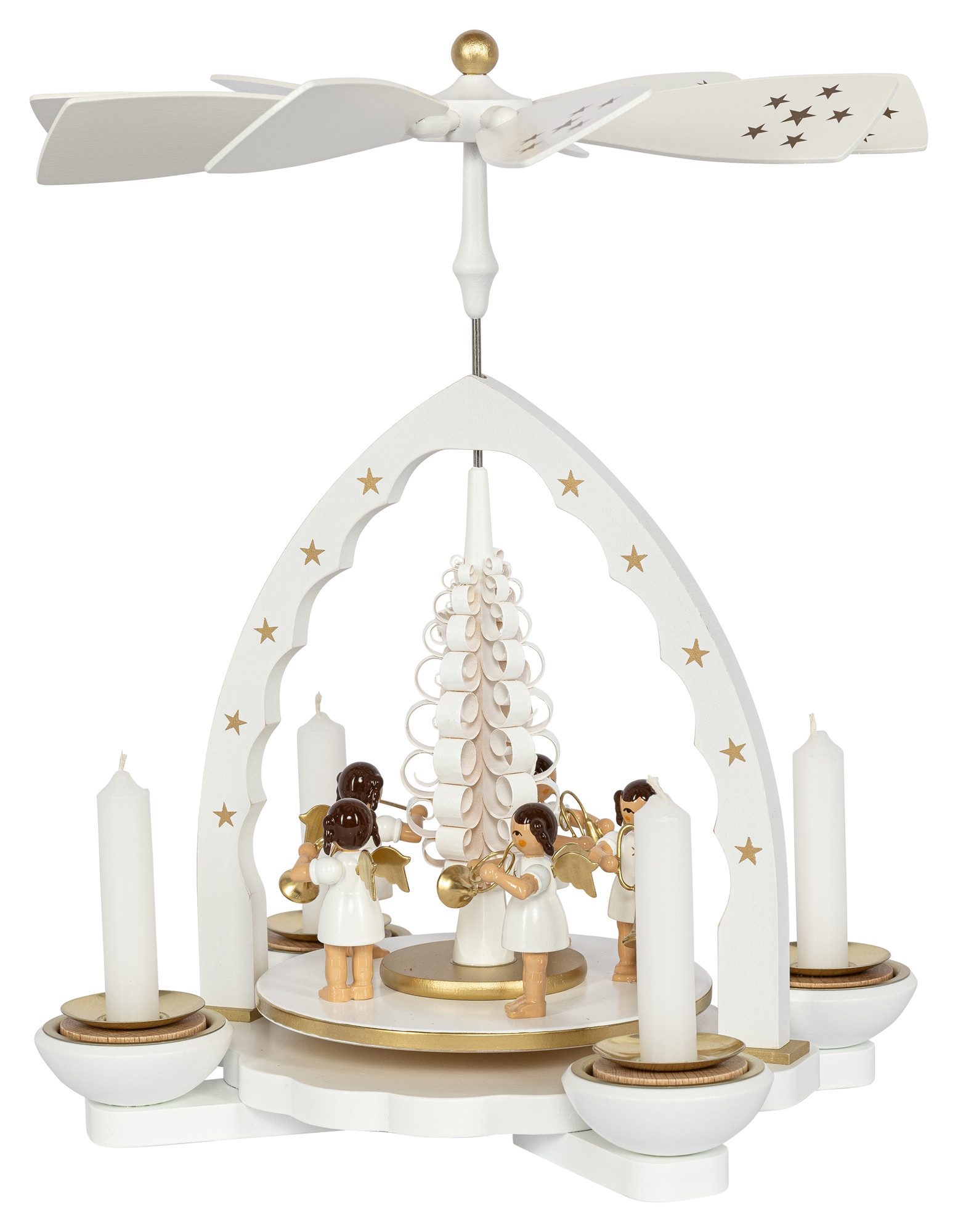 Weihnachtspyramide Pyramide musizierende Engel weiß