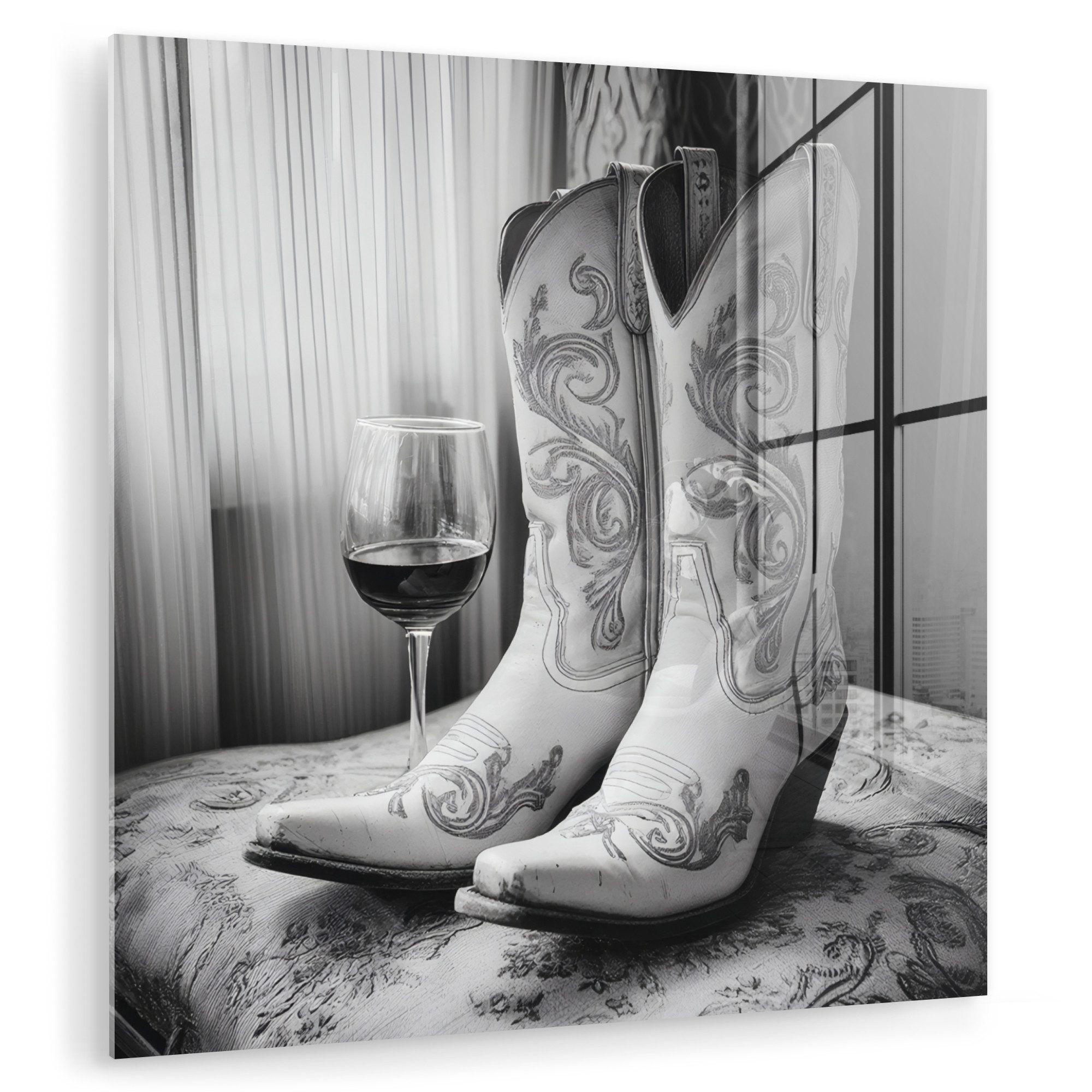 MuchoWow Acrylglasbild Wein - Cowboystiefel - günstig online kaufen