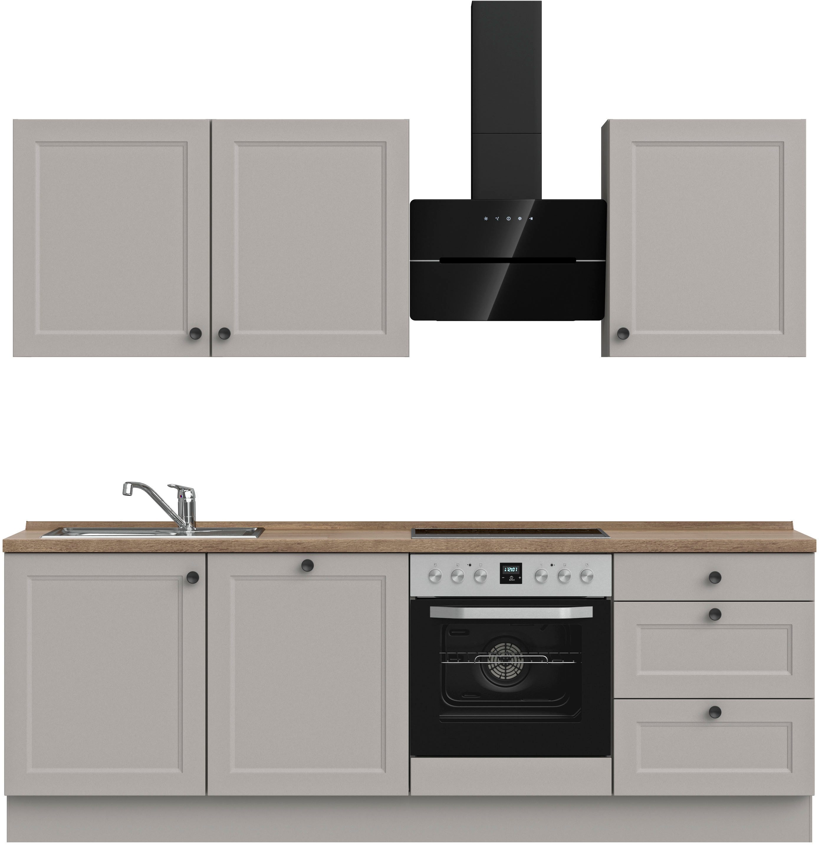 nobilia® Küchenzeile "Cascada II", NEU: individuell anpassbar mit gratis Profi-Beratung, vormontiert, Breite 240 cm, Ausrichtung wählbar, wahlw. mit E-Geräten