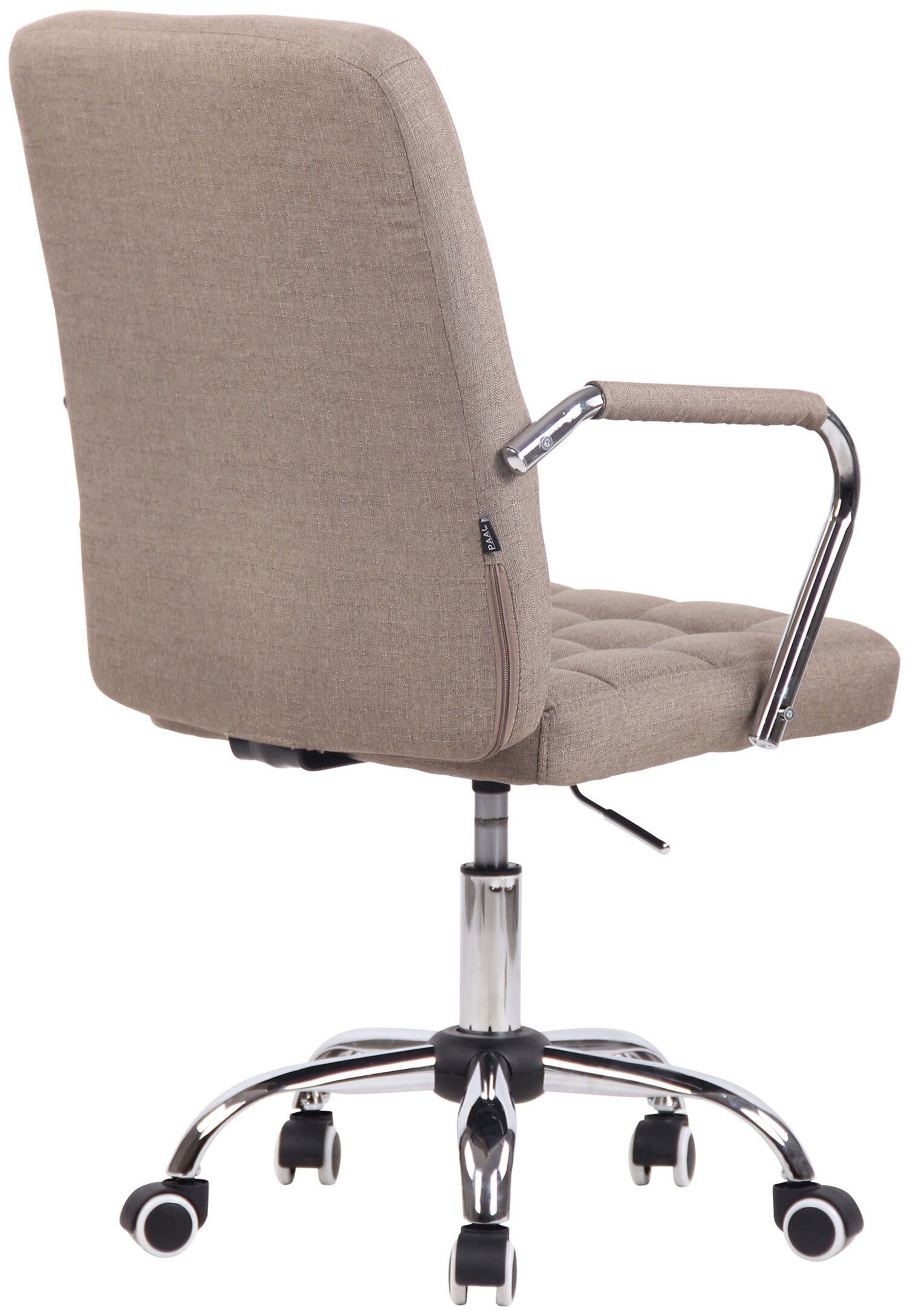 Drehstuhl, und Rückenlehne - (Schreibtischstuhl, TPFLiving Metall Sitz: XXL), 360° mit Stoff höhenverstellbar Gestell: chrom Tenor taupe Bürostuhl - Chefsessel, bequemer Bürostuhl drehbar