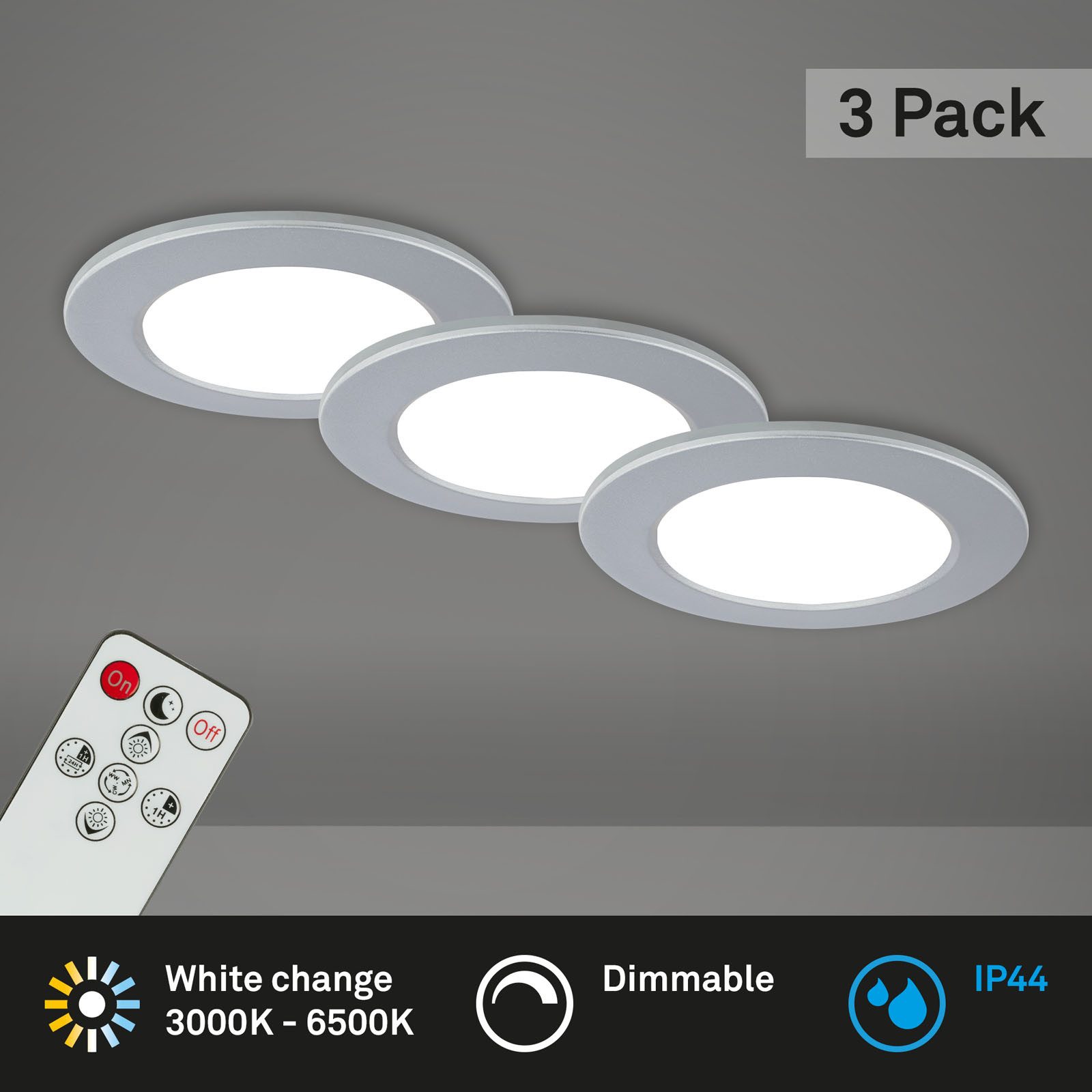 Briloner Leuchten Einbauleuchte LED Einbaustrahler Extra-Warmweiß Badezimmer Flur, LED fest integriert, 2700K - Extra - Warmweiß, Einbauleuchten Bad, 92x45 mm, Chrom-Matt, 4,8W, Badezimmer, Flur