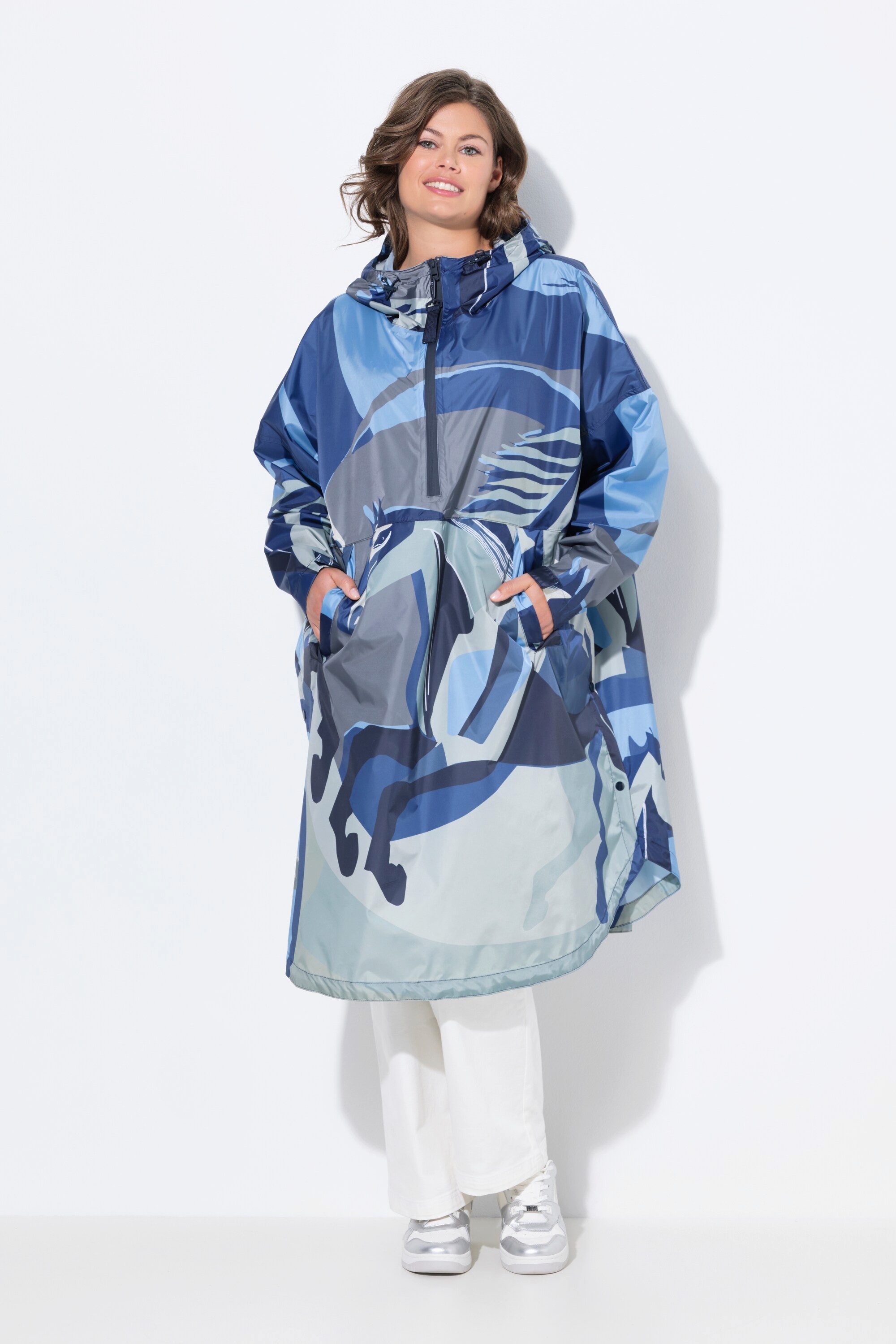 Funktionsjacke Funktions-Regencape Unisex Print Kapuze