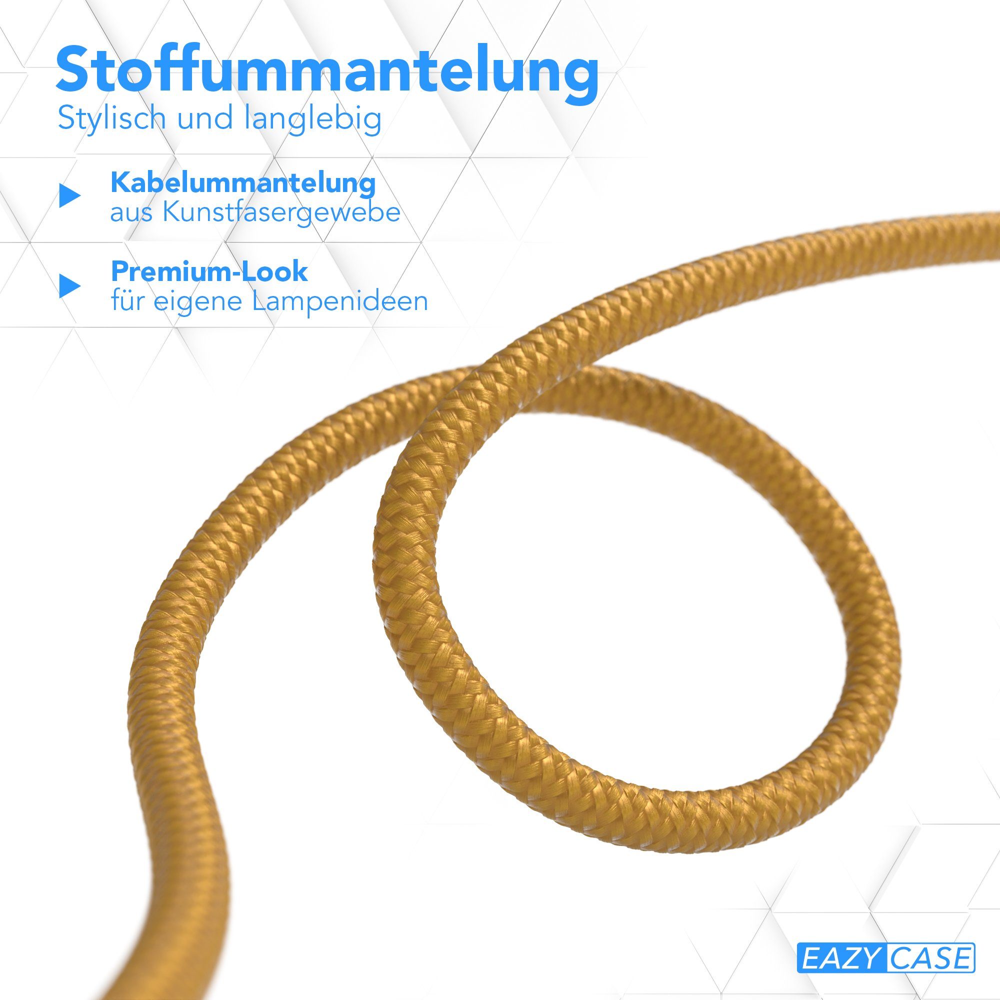 EAZY CASE Lampenfassung 3x E27 Lampensockel 3,5m Textil DIY Lampenschirme, (1-St), E27 Lampenfassung mit Stromtecker Stoff Kabel Vintage Leuchte Bronze