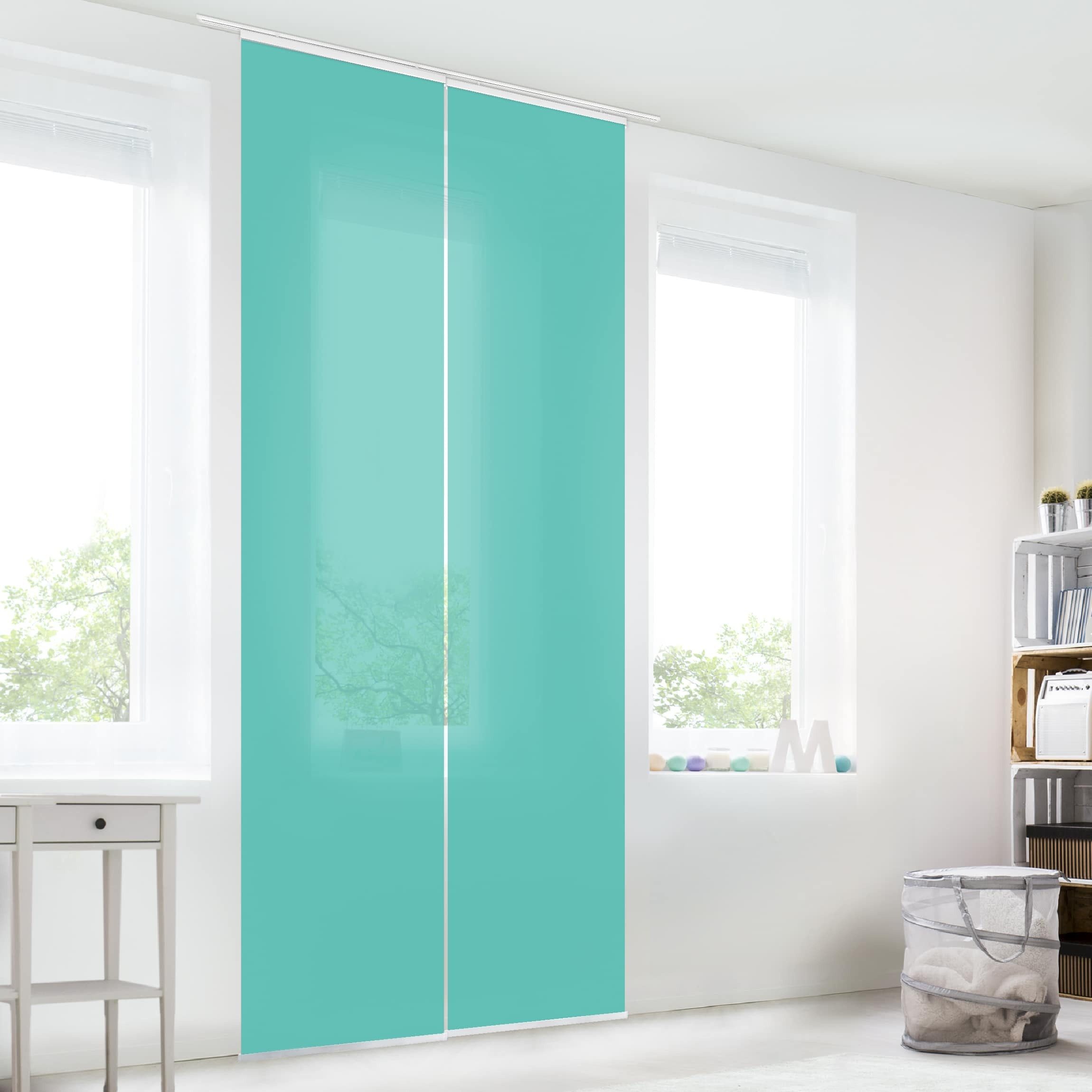 Bilderdepot24 Schiebegardine modern Flächenvorhang blickdicht Türkis, günstig online kaufen