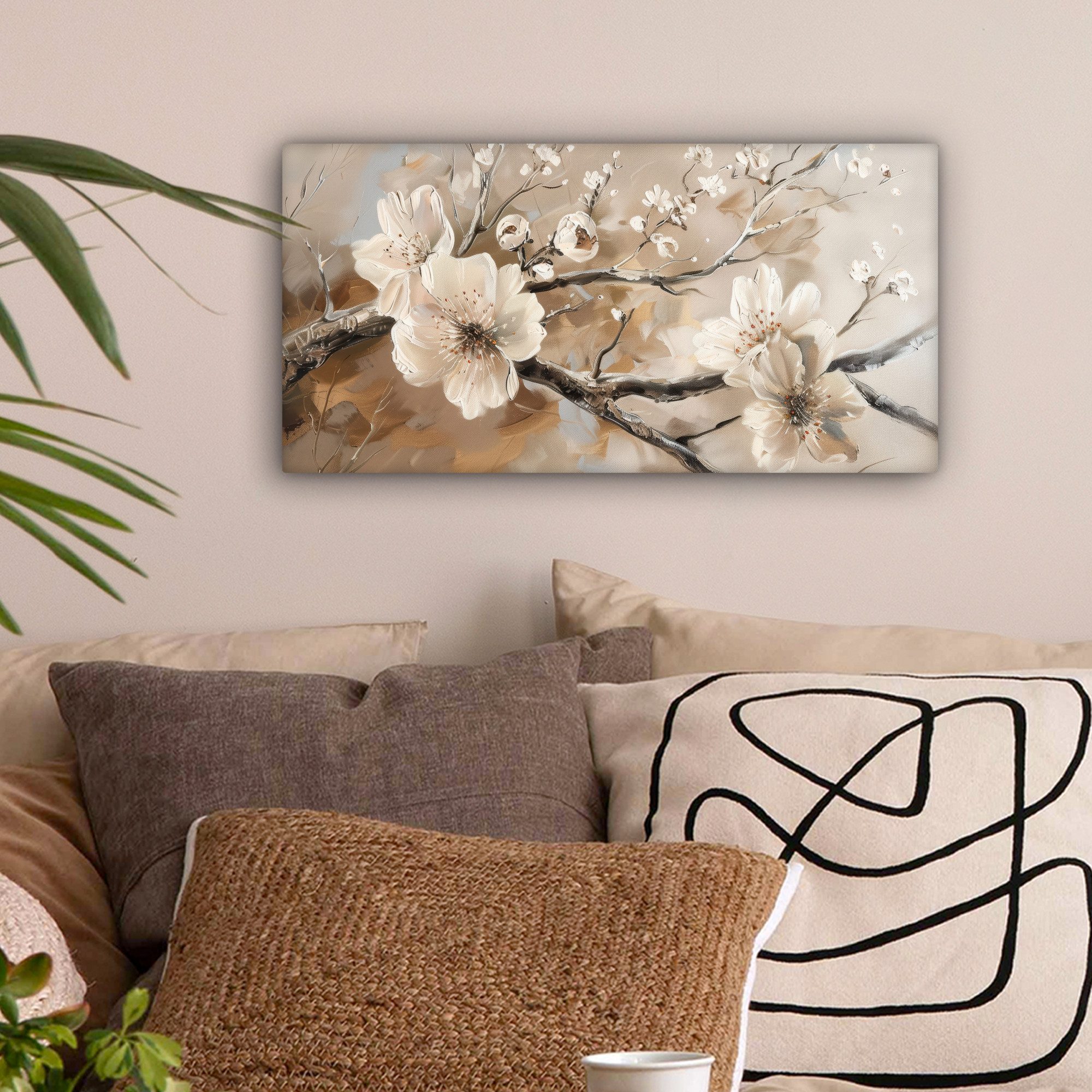 OneMillionCanvasses® Leinwandbild Panorama Blumen - Natur - Weiß - Blüte - günstig online kaufen