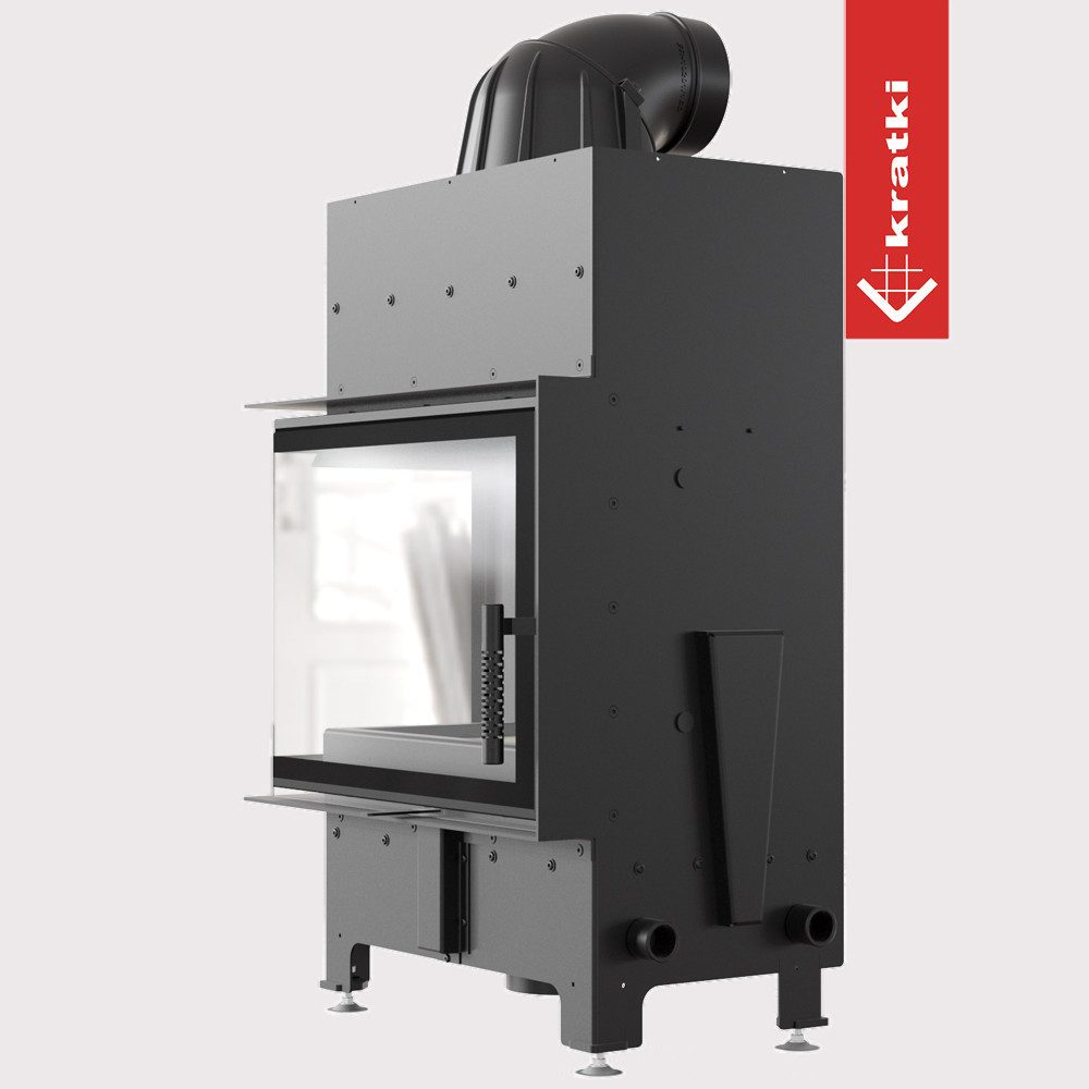 Kratki Kamineinsätze Kamineinsatz aus Stahl FLOKI S links 8 kW Ø 160 mit Türfeder, 8 kW