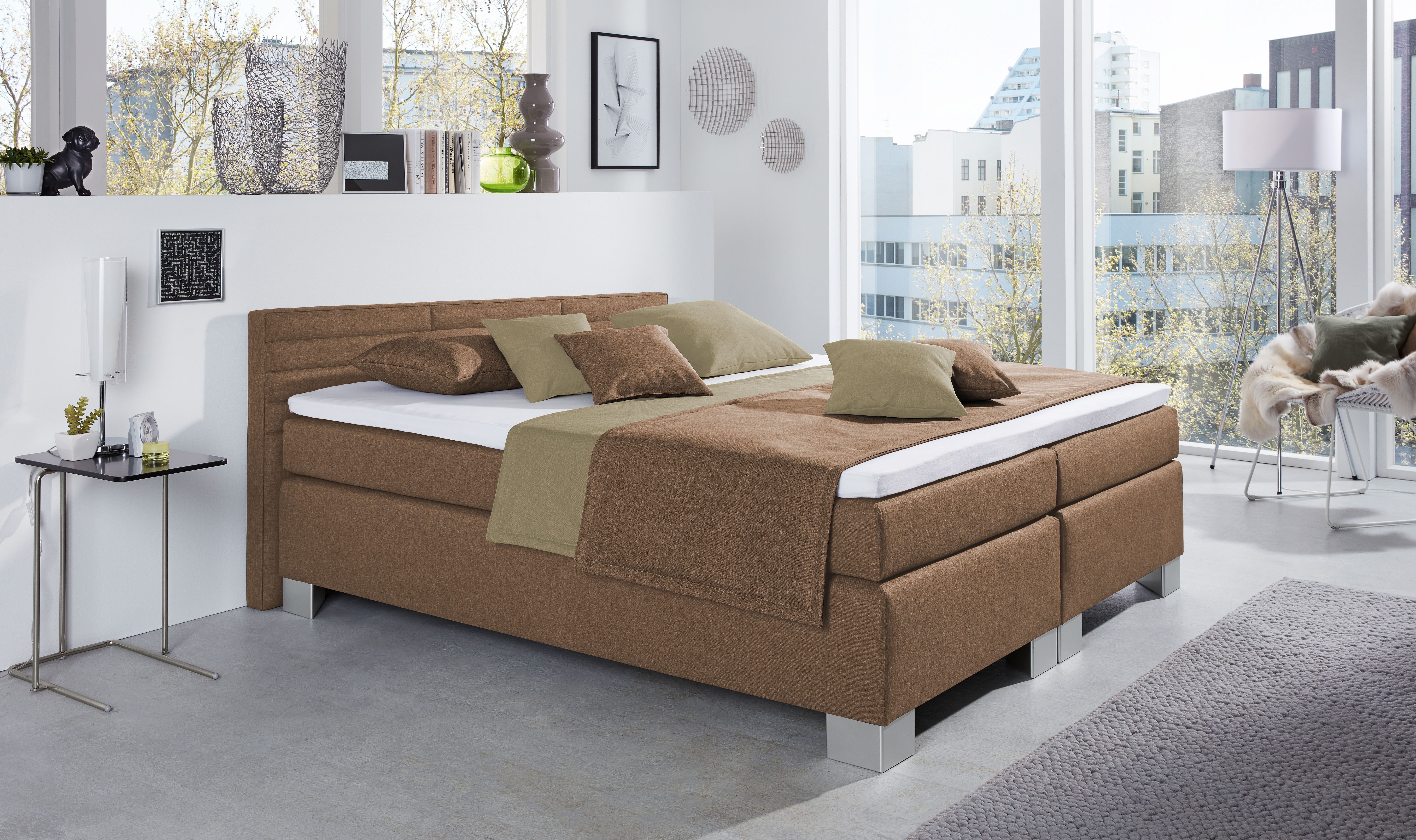 hapo Boxspringbett ATLANTA mit niedrigem Kopfteil (Topper separat erhältlich), erhältlich in verschiedenen Breiten, Farben & Matratzenarten