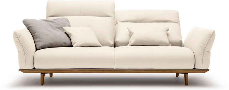 hülsta sofa 3-Sitzer hs.460, Sockel in Nussbaum, Füße Nussbaum, Breite 208 cm